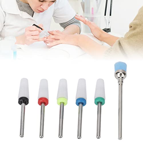 5PCS Professional Nail Drill Bits Set - Ceramic Cuticle Sealer, Cone Shaped Grinding Heads & Cleaning Brush for Manicure Pedicure | Electric Nail Art Tools for Salon & Home Use