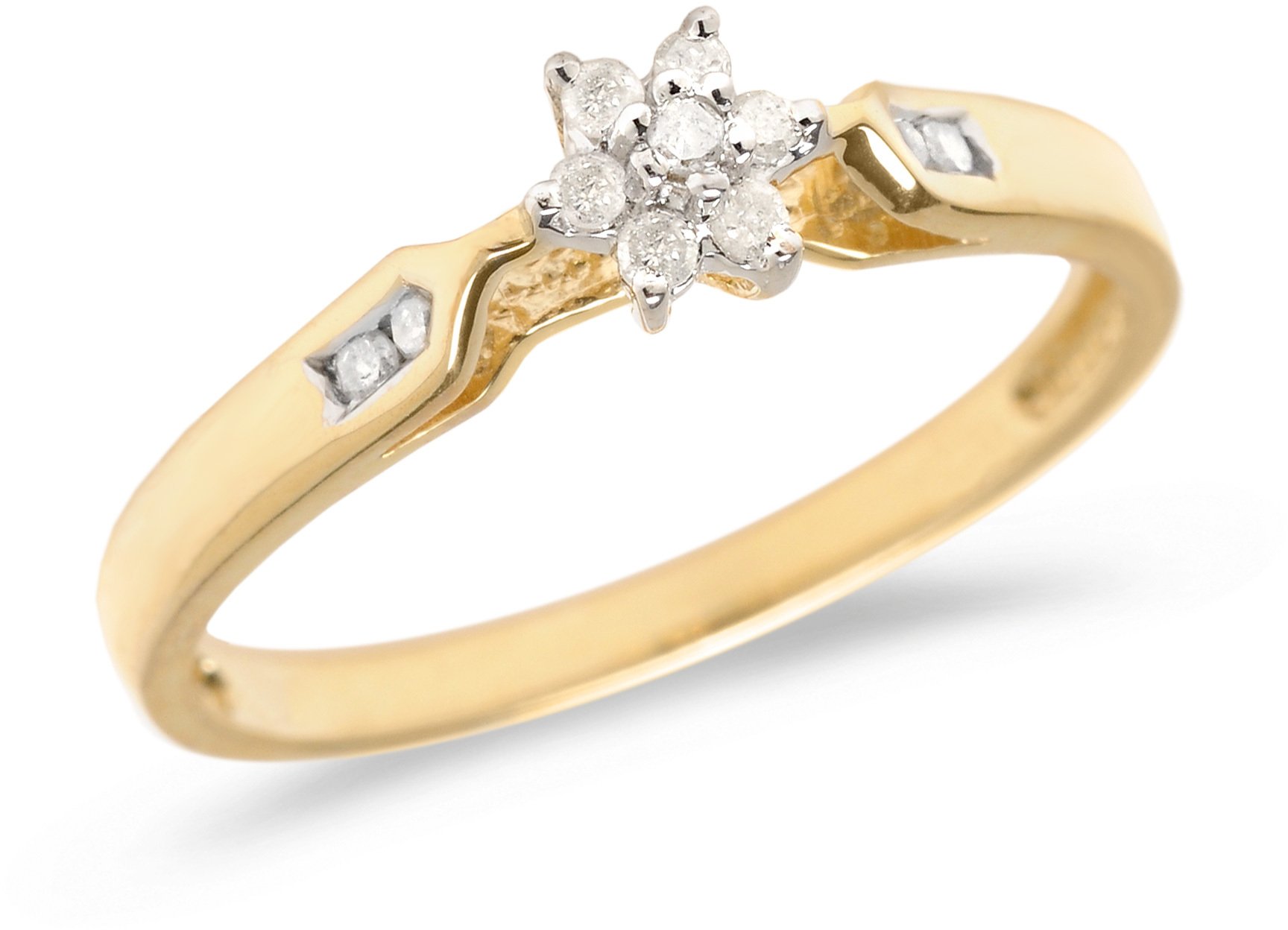 10K Yellow Gold Diamond Cluster Ring for Women - Elegant Wedding, Engagement & Anniversary Jewelry Gift