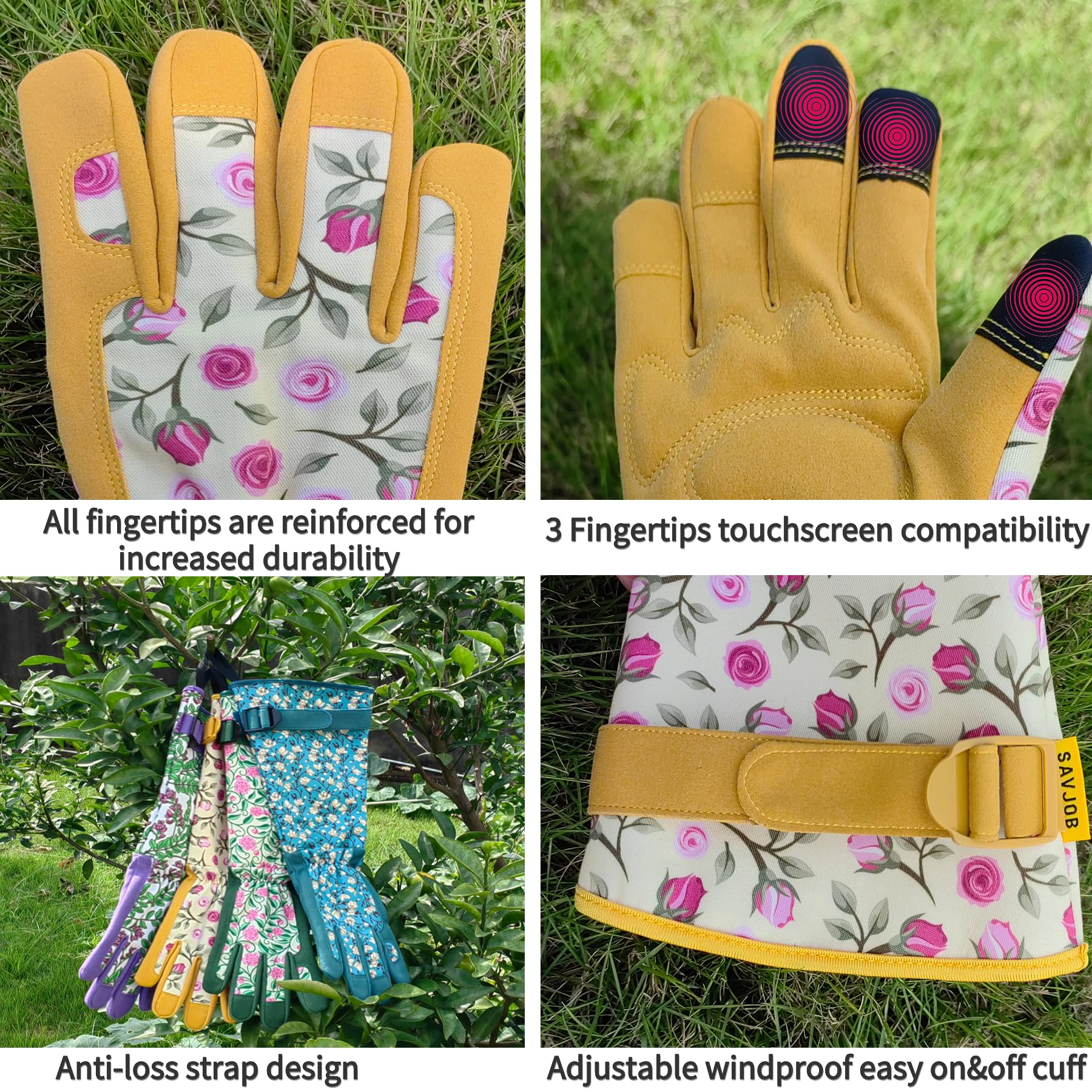 Durable Touchscreen Gardening Gloves with Long Cuff - Thorn Proof Rose Pruning Gloves for Women & Men - Perfect for Planting, Weeding, and Outdoor Yard Work