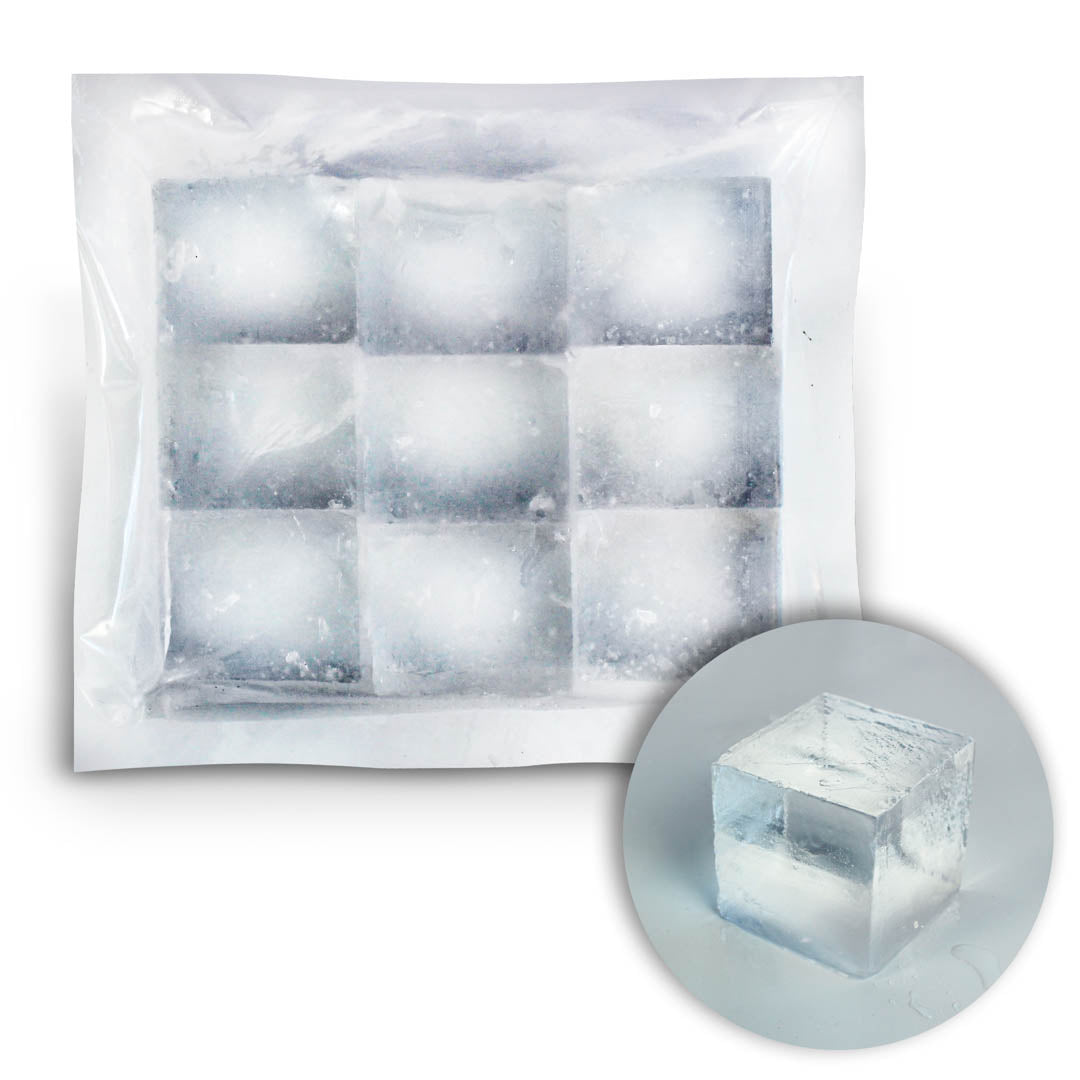 Premium Japanese Clear Ice Cube Tray - Kuramoto 2x2x2.5 Inch (2.87 lbs) for Cocktails, Whiskey & Cold Drinks - Perfect for Home Bars & Entertaining