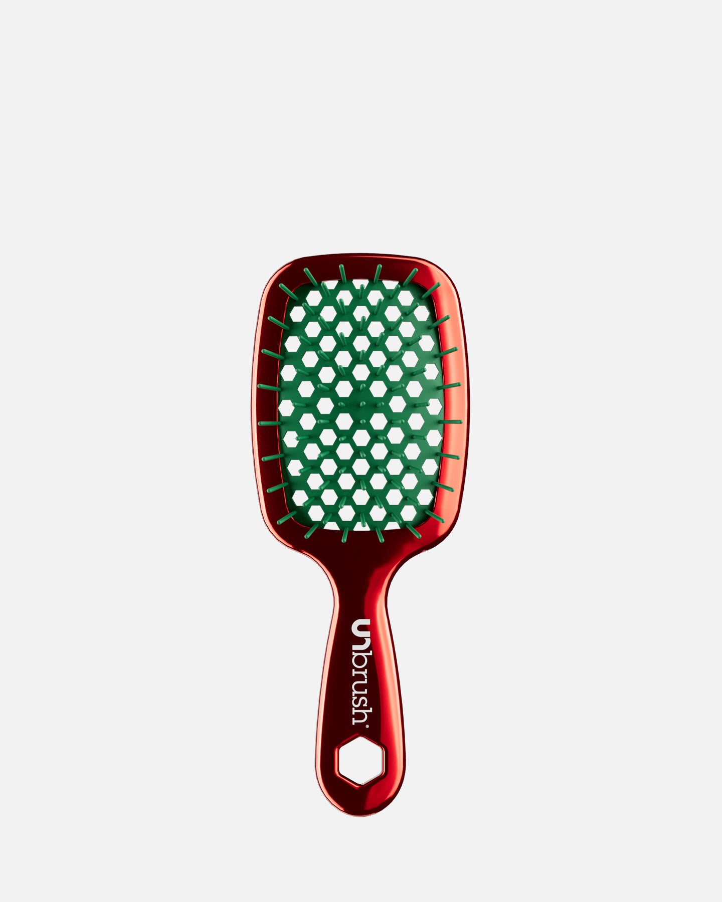 UNbrush Mini Detangling Hair Brush - Chrome Poinsettia Design for Smooth & Pain-Free Brushing | Perfect for Travel, Kids, and Fine Hair Care