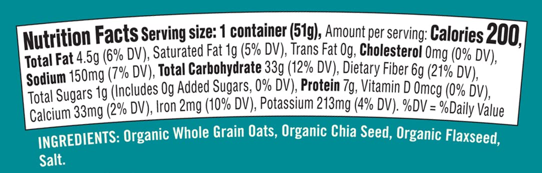 Organic Gluten Free Oatmeal Cup with Flax & Chia Seeds - Bob's Red Mill Classic 1.8oz (Pack of 1) | Non-GMO, Whole Grain, Kosher Certified | Quick Breakfast, Healthy Snack & On-the-Go Meal