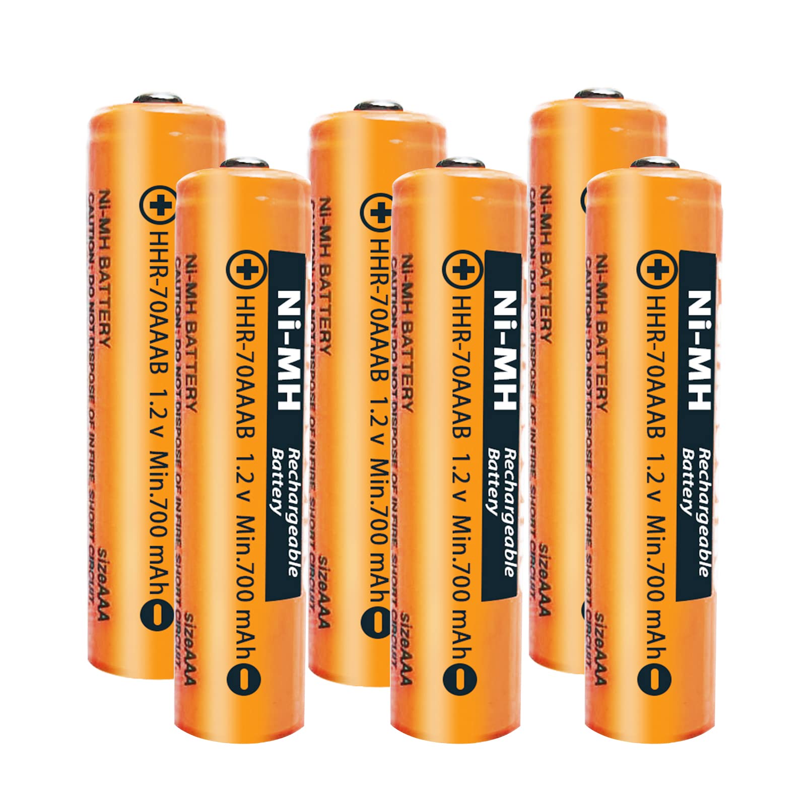 6 Pack AAA Ni-MH Rechargeable Batteries 1.2V 700mAh - HHR-70AAAB Replacement for Panasonic Cordless Phones, Electronics, Remote Controls - Perfect for Home Office, Wireless Devices & Emergency Power Backup