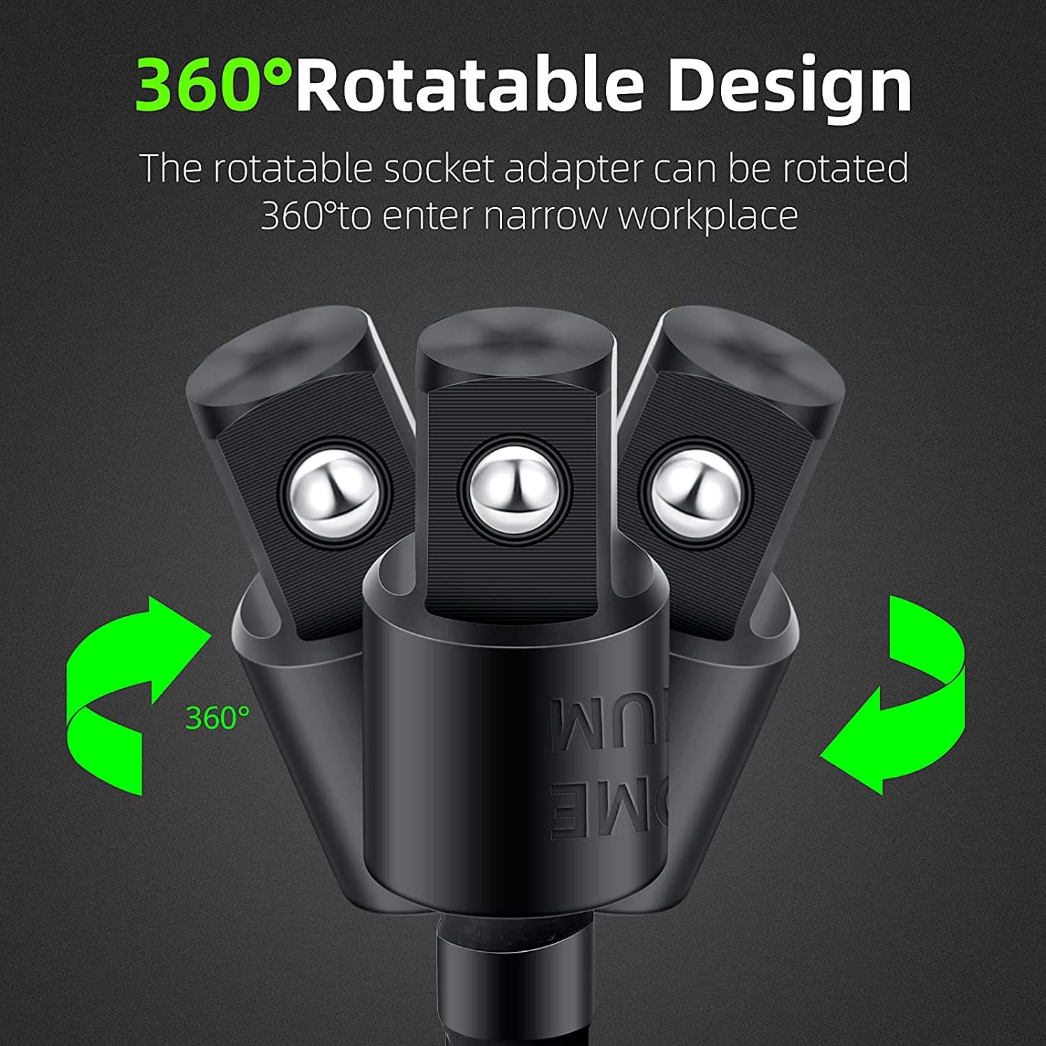 4-Piece Power Drill Socket Adapter Set - 360° Rotatable 1/4
