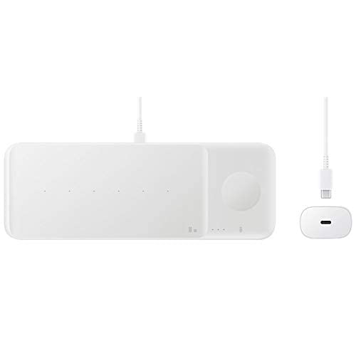 Samsung EP-P6300 Qi Wireless Charging Pad - Fast Wireless Charger for Galaxy Phones, AirPods, Apple Watch & Qi-Compatible Devices | 3-in-1 Multi-Device Charging Station | Perfect for Home, Office & Travel Use (White)