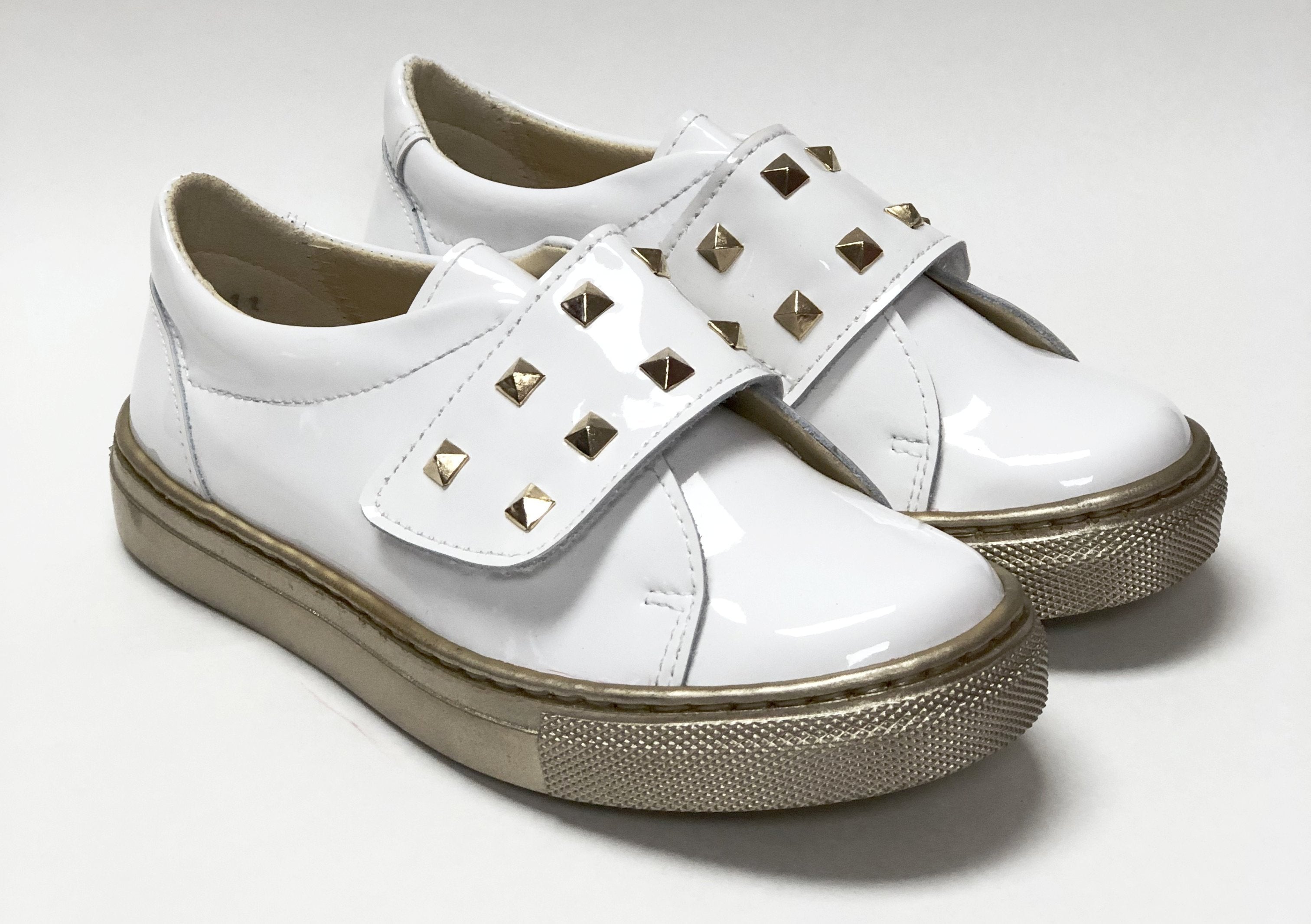White Stud Velcro Sneakers for Women - Comfortable Casual Shoes for Walking, Running & Everyday Wear