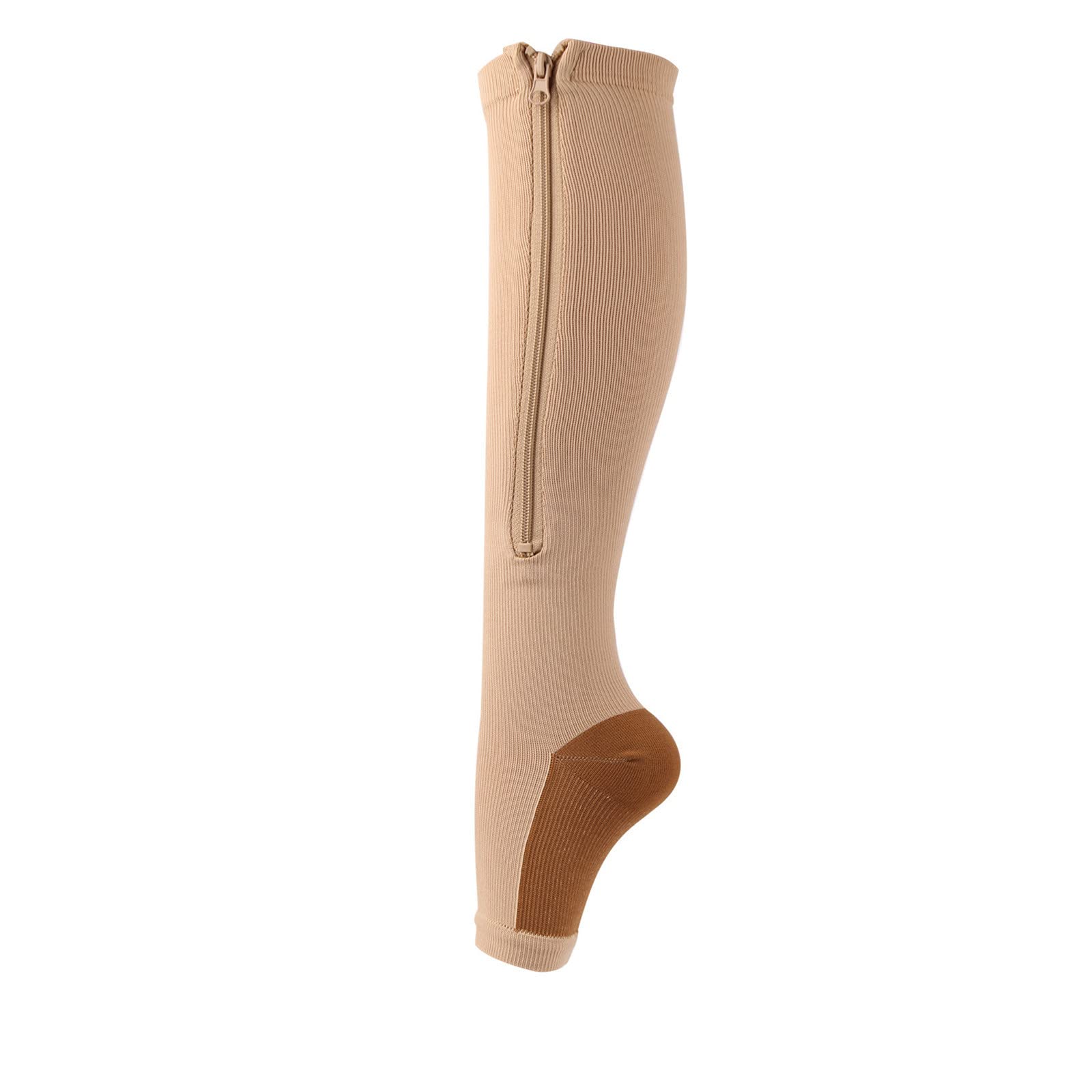 Medical Zippered Compression Socks for Men & Women - Knee High Open Toe with Easy Zipper Design | Ideal for Travel, Nursing, Varicose Veins & Post-Surgery Recovery
