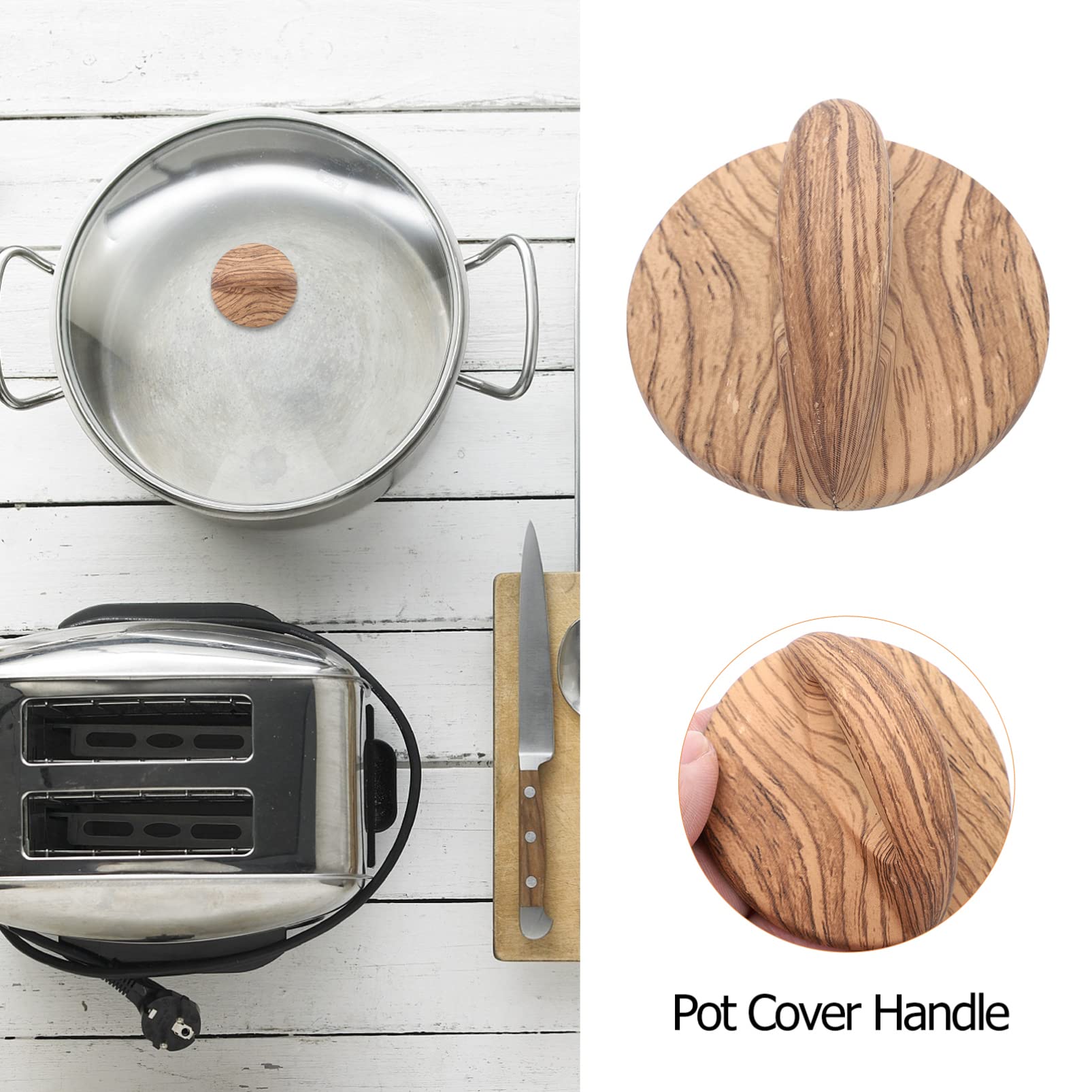 2-Pack Universal Wooden Pot Lid Knobs - Heat-Resistant Cookware Lid Handles for Stovetop & Oven - Easy Replacement Knobs for Kitchen Pots & Pans (Wood Color) - Perfect for Cooking, Baking & Everyday Kitchen Use