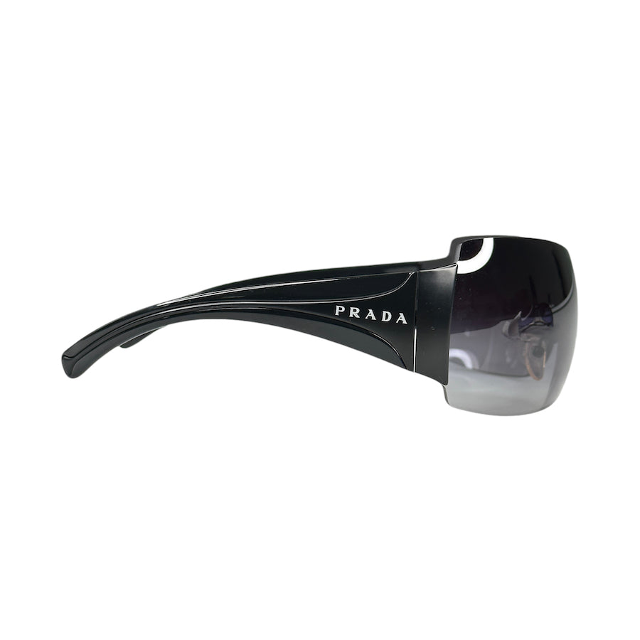 PRADA SPR04I Shield Sunglasses Black - UV Protection, Polarized Lenses for Men & Women - Perfect for Driving, Beach & Outdoor Activities