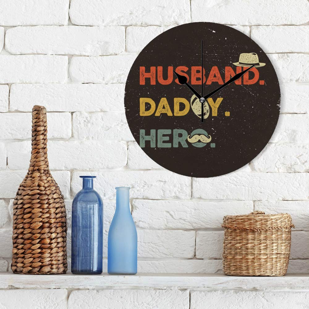 10 Inch Silent Round Tabletop/Wall Clock - Creative Home Decor for Living Room, Bedroom, Office & School - Perfect Gift for Husband, Dad & Everyday Heroes