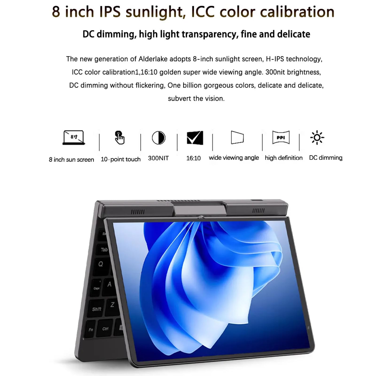 Tuofudun 12th Gen P8 N100 Mini Gaming Laptop - 8 Inch Touch Screen, 12GB DDR5 RAM, 2TB SSD, Stylus Included, 2-in-1 Notebook Tablet PC for Work, Study & Entertainment