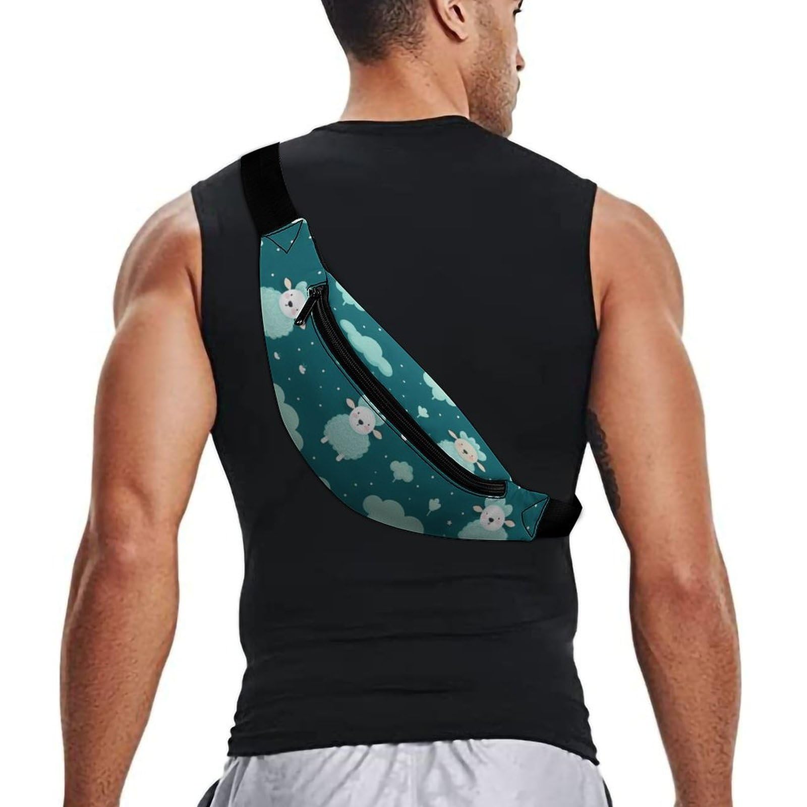 Adjustable Crossbody Waist Bag for Women & Men - Cute Sheep Design Belt Bag Pouch - Perfect for Travel, Hiking, Concerts & Daily Use