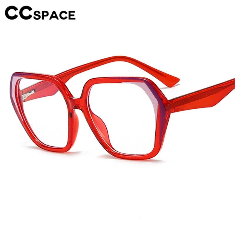 CCspace Women's Full Rim Irregular Square Polycarbonate Eyeglasses 3003 - Trendy Lightweight Glasses for Work, Reading & Fashion