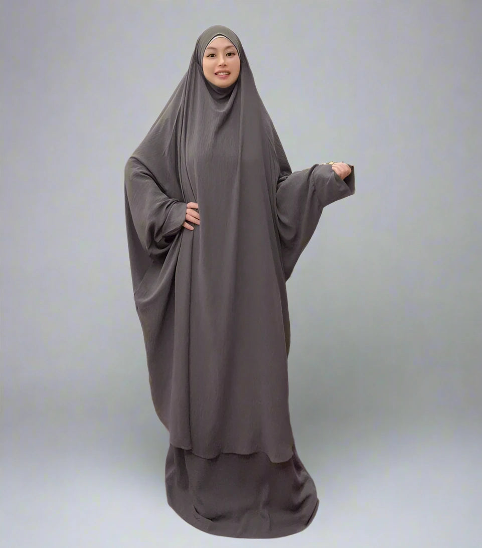 2 Piece Set Winkle Jilbab Abaya Dress - Muslim Prayer Dress for Women - Modest Islamic Clothing for Prayer, Mosque & Daily Wear
