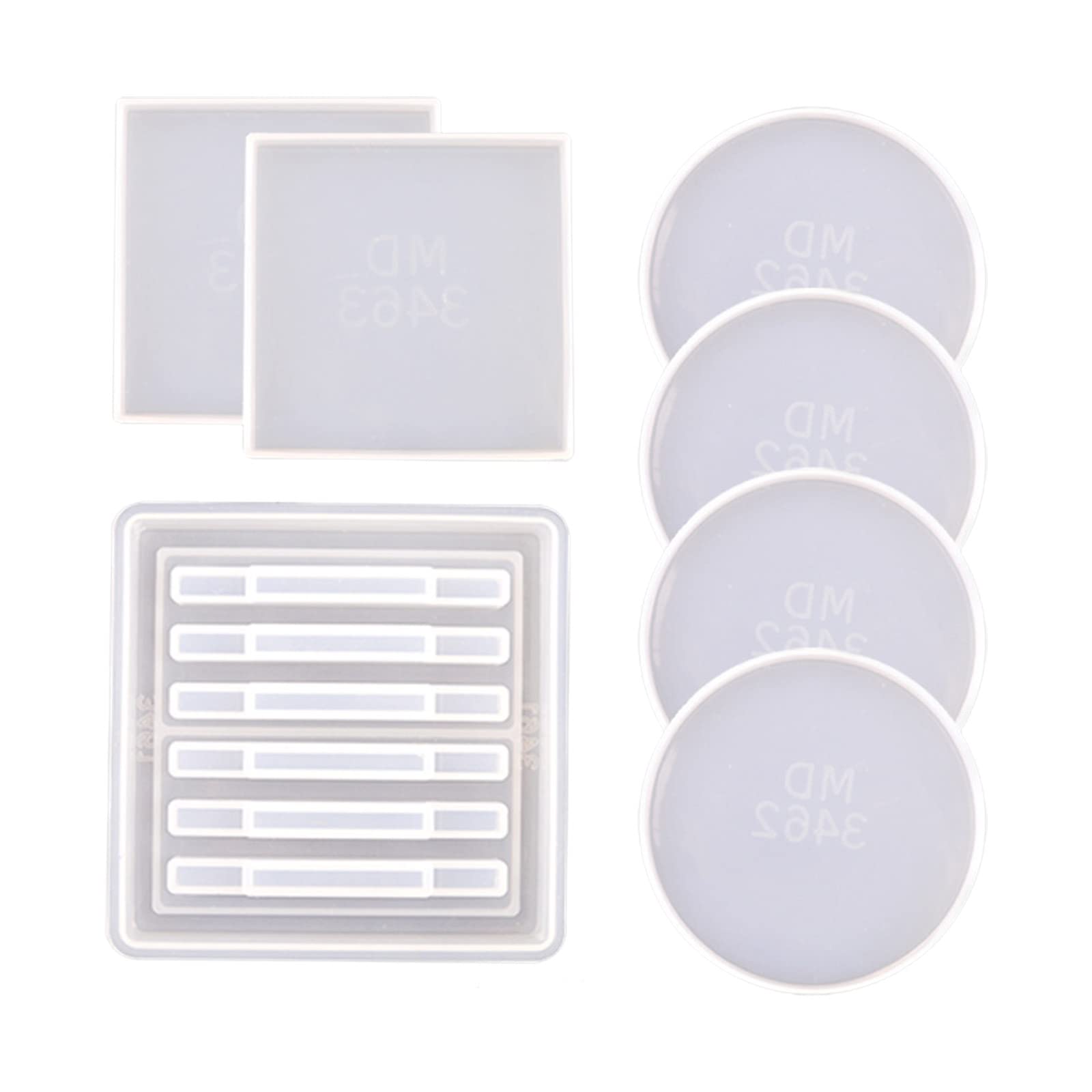 1/5/7pcs Handmade Silicone Coaster Molds for DIY Crystal Epoxy Resin Casting - Reusable Craft Molds with Stand Storage - Perfect for Home Decor, Wedding Favors & Gift Making