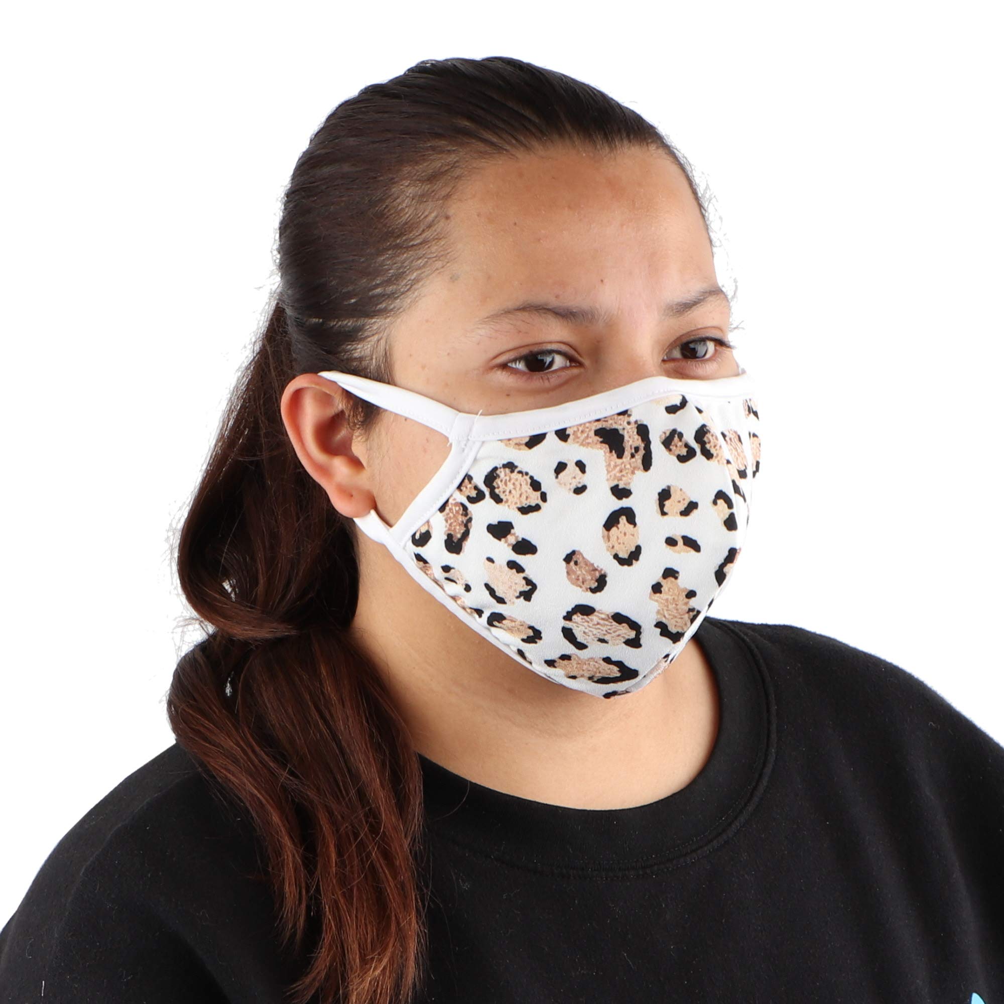 Washable Animal Print Face Mask for Teens & Adults - Ivory Leopard | Fashion & Daily Use