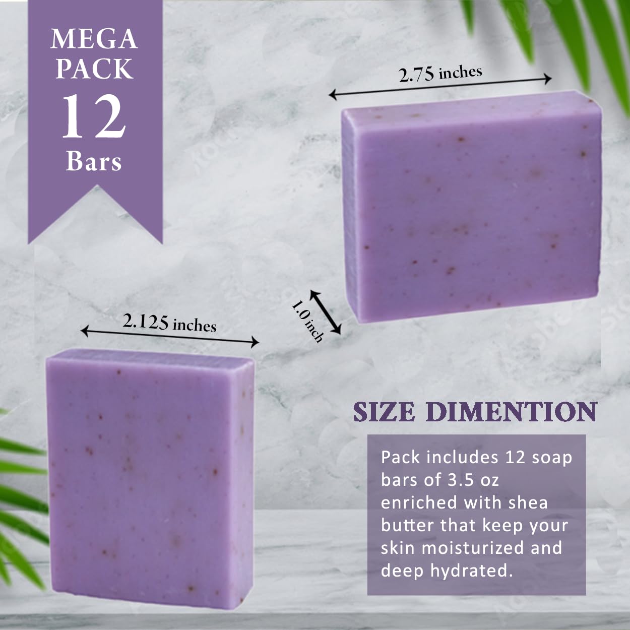 Lavender Scented Natural Soap Bars - Moisturizing Shea Butter for Bath & Body Care