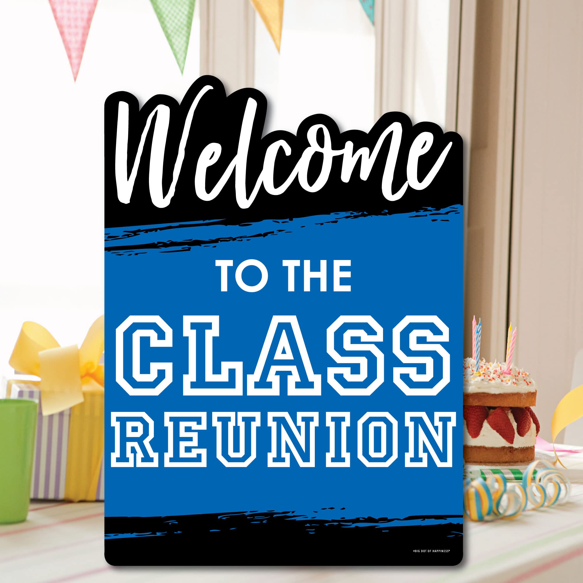 Big Dot of Happiness Reunited Blue Party Decorations - Royal Blue Class Reunion Welcome Yard Sign for School Alumni Events, Backyard Parties & Graduation Celebrations