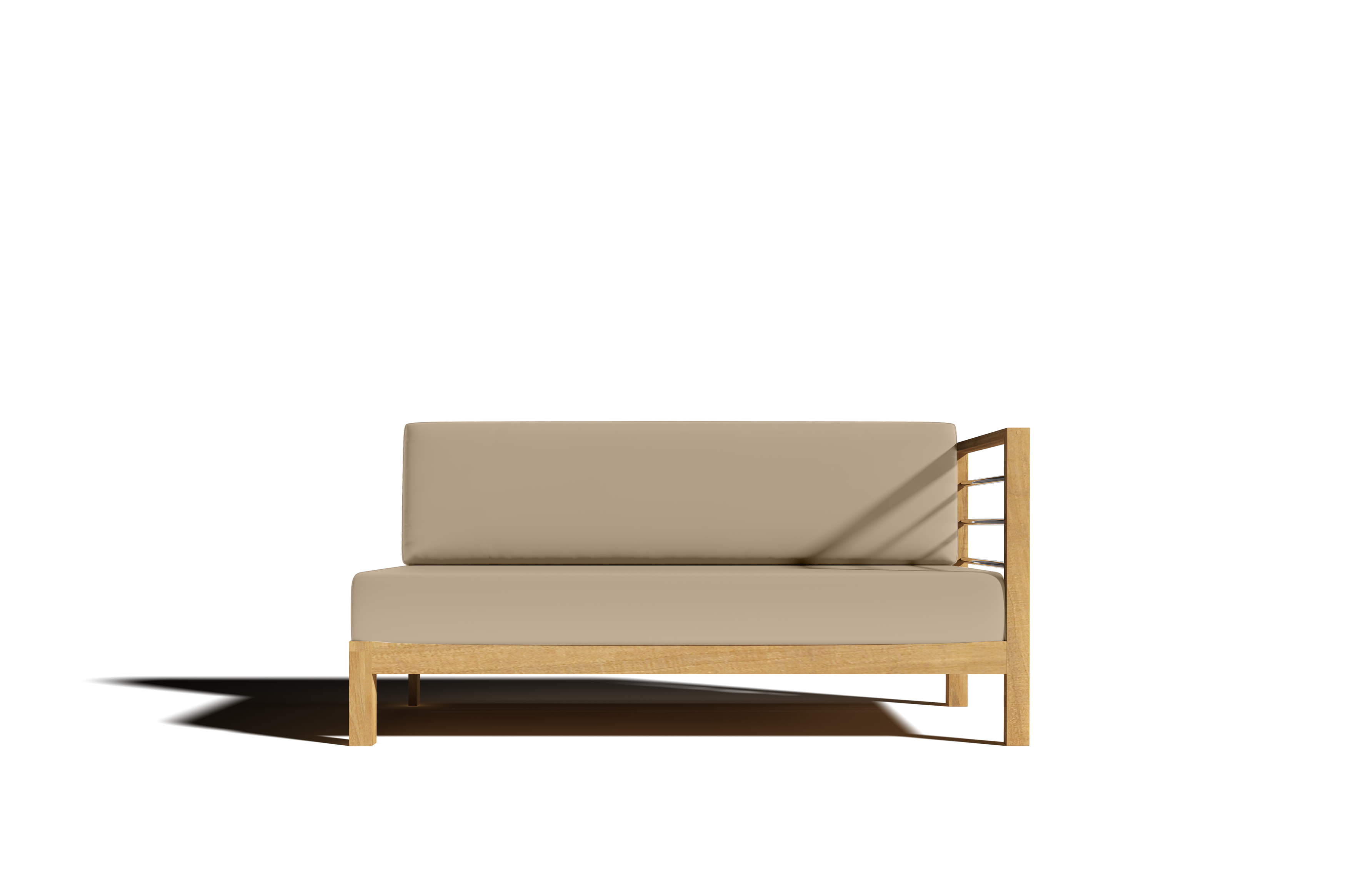 Premium Leon Teak Outdoor Sectional Right Sofa with Sunbrella Fawn Cushion - Weather-Resistant Patio Furniture for Backyard, Poolside & Garden Relaxation