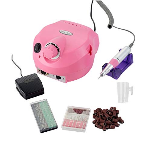 MPNETDEAL Professional Electric Nail Drill Machine - 30000 RPM Efile with Foot Pedal for Acrylic, Gel & Natural Nails | Perfect for Home Use & Nail Salons | Portable Manicure Pedicure Tool (Pink) | Great for DIY Nail Art, Salon Treatments & At-Home Beauty Care