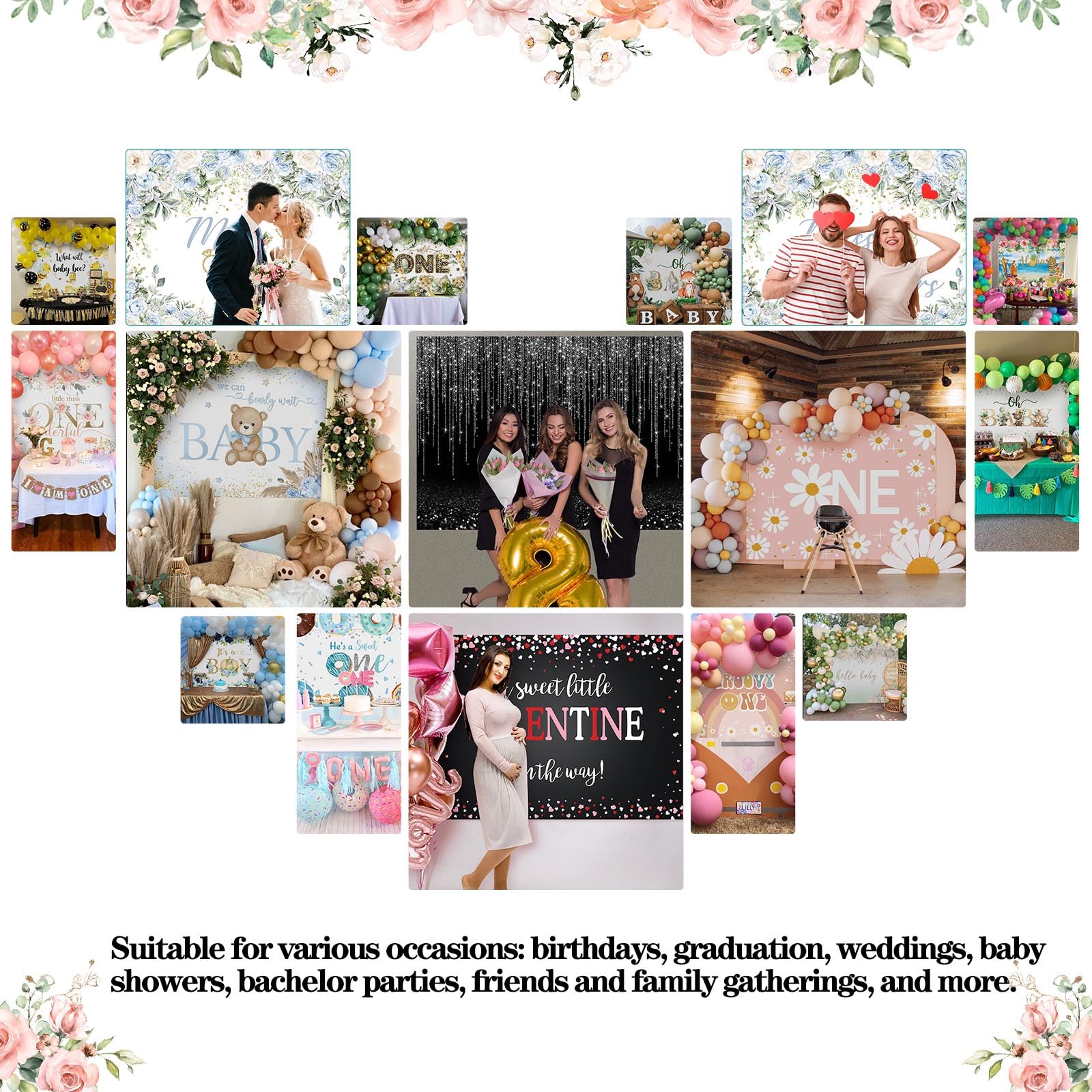 Custom Photo Backdrop 7x5ft (83x59in) - Personalized Baby Shower, Birthday Party & Bridal Shower Banner | Avezano Premium Printed Backdrops for Events, Photography & Social Media