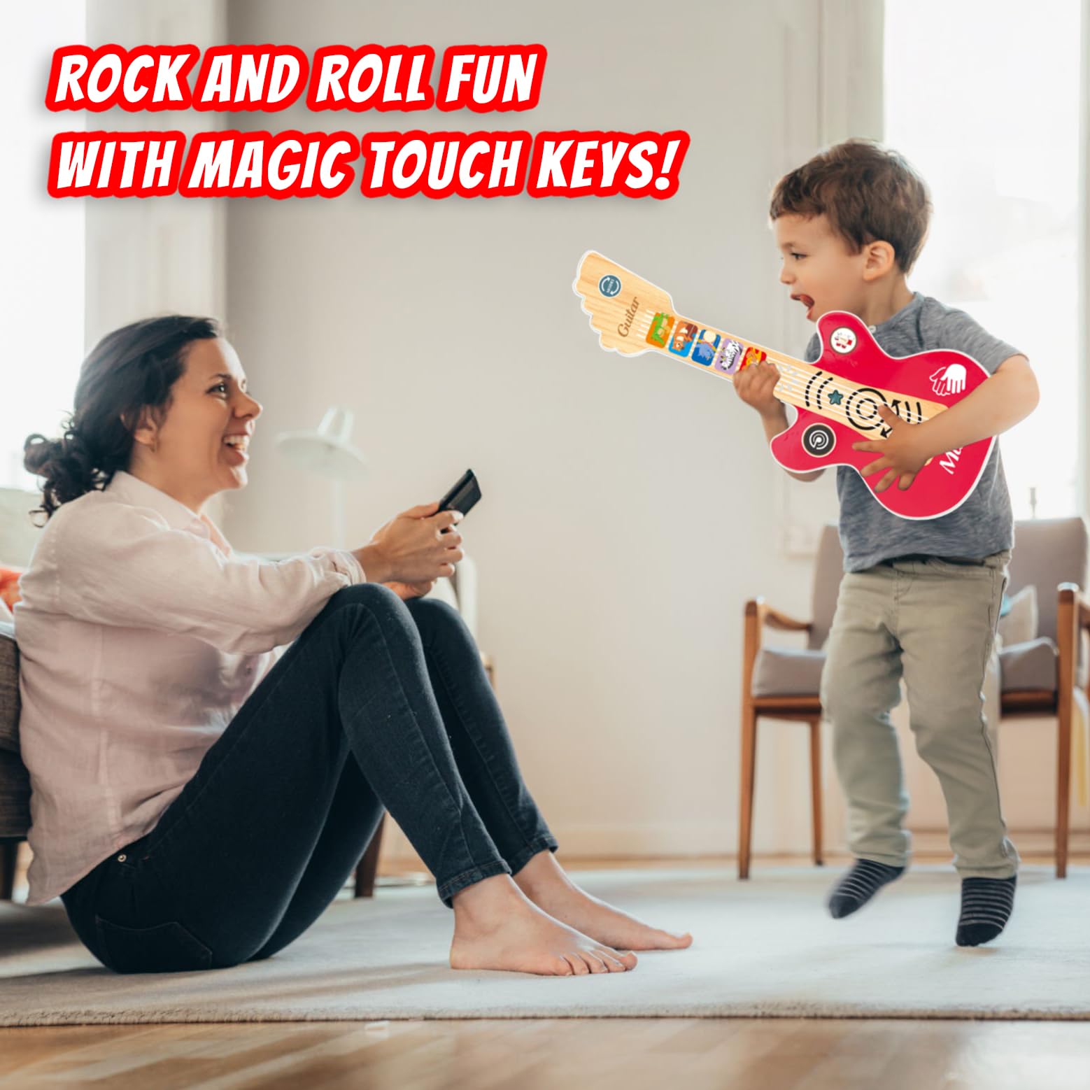 Baby Guitar Musical Toy for Toddlers - Touch-Sensitive Educational Instrument with Sounds & Songs - Early Learning Music Toy for Boys & Girls - Perfect for Playtime, Birthday Gifts & Preschool Music Development