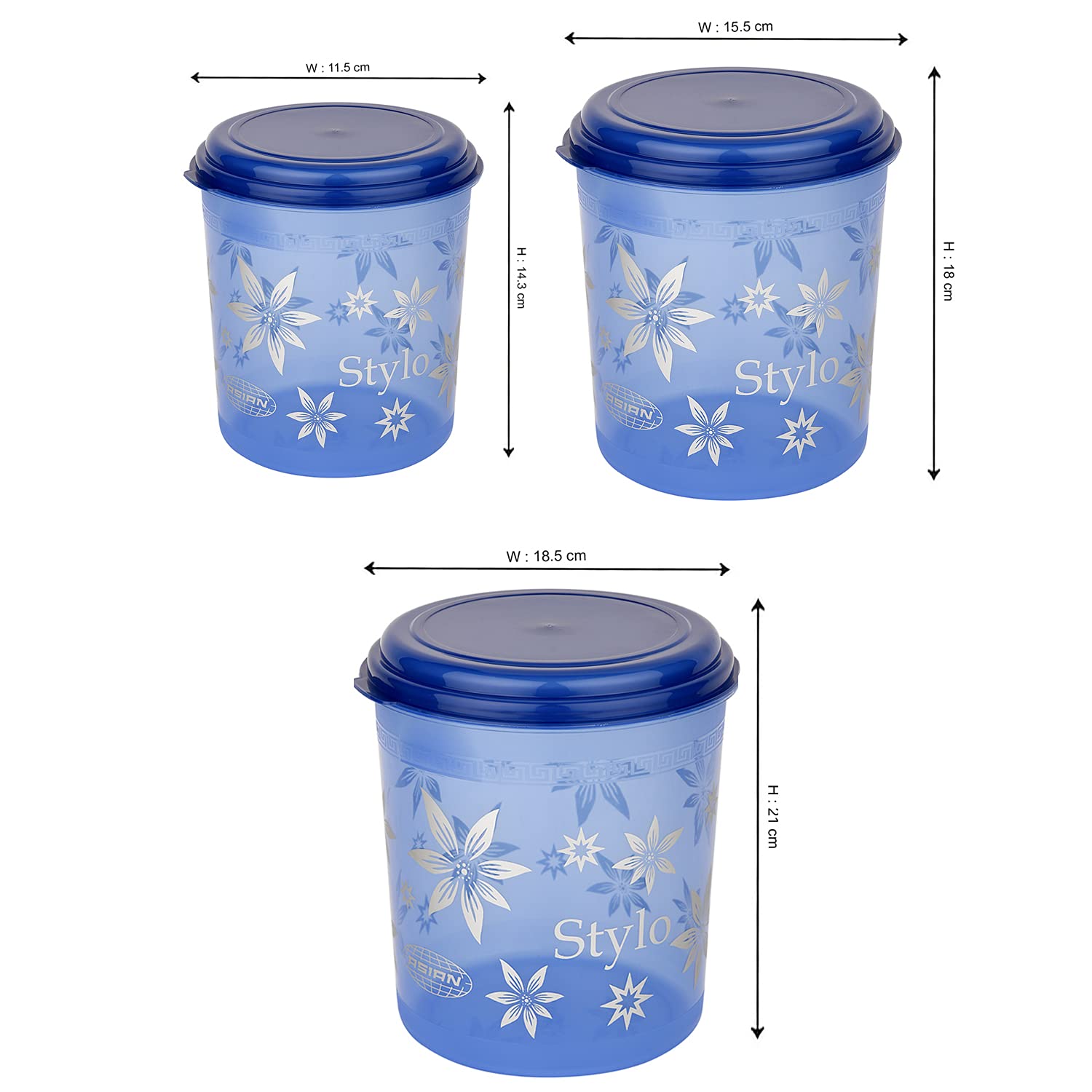 BPA-Free Airtight Plastic Food Storage Containers Set of 3 (1L + 2.5L + 4.1L) - Freezer Safe Kitchen Organizers for Rice, Flour, Snacks, Cookies & Dry Goods - Perfect for Pantry, Grocery Storage & Meal Prep