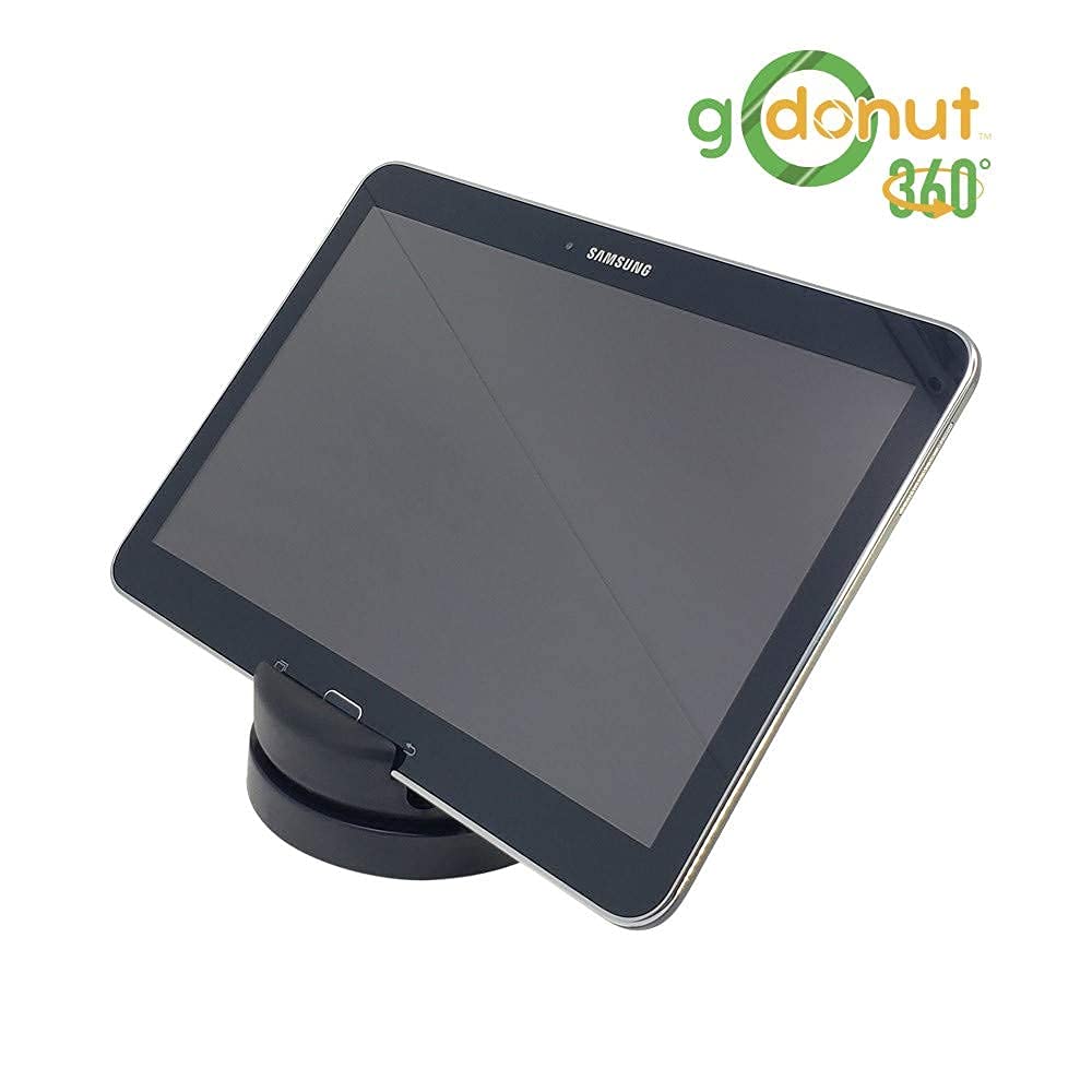 GoDonut 360° Rotating Phone Stand - Adjustable Phone Holder & iPad Stand for Desk - Compatible with iPhone, Samsung, Kindle, Tablets & Most Smartphones - Black (Perfect for Work, Study, Video Calls & Hands-Free Viewing)