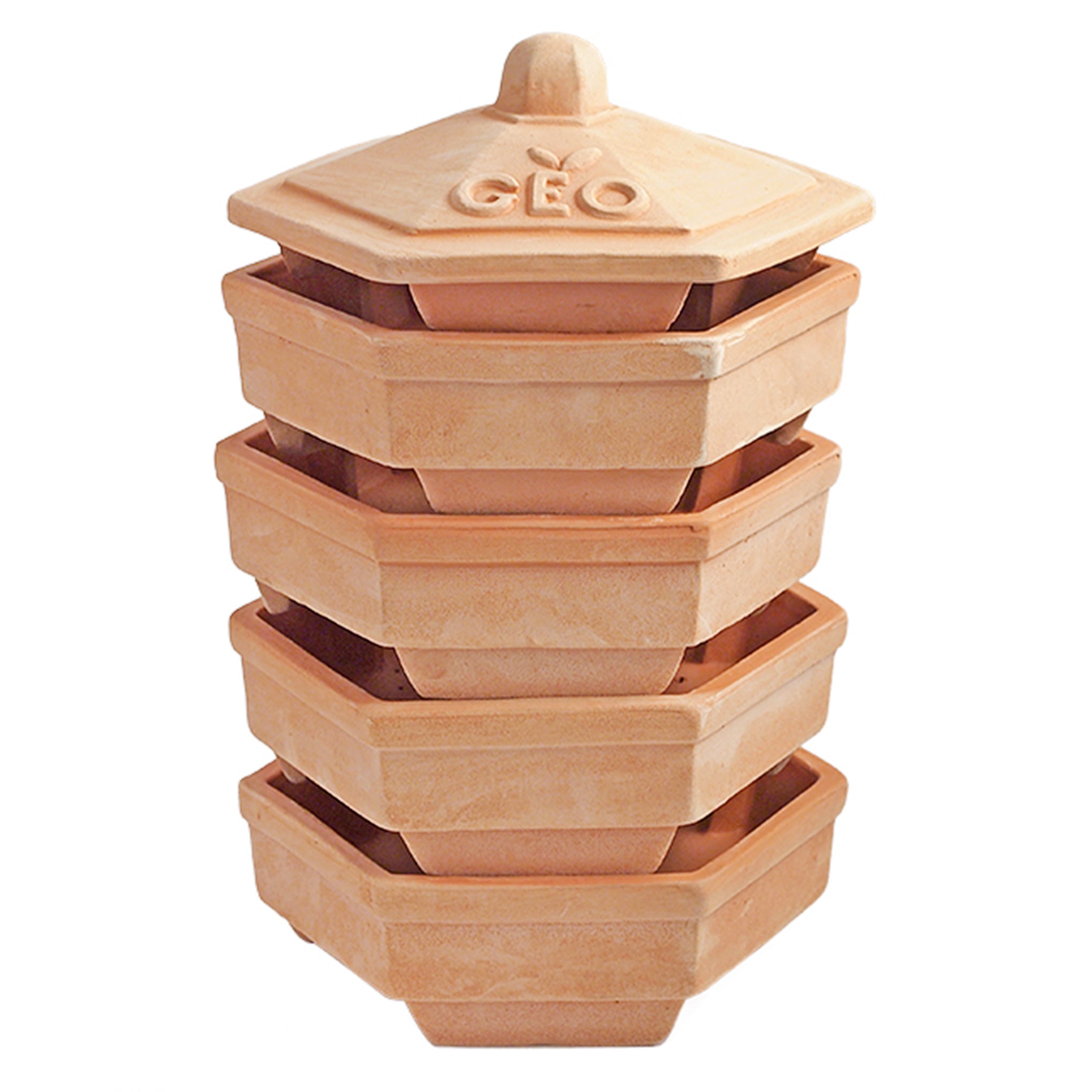 Organic 4-Tier Terracotta Sprouter - GEO Terradisiena Refurbished | Seed & Microgreen Growing Kit | Perfect for Indoor Herb Garden, Kitchen Countertop & Healthy Sprouting