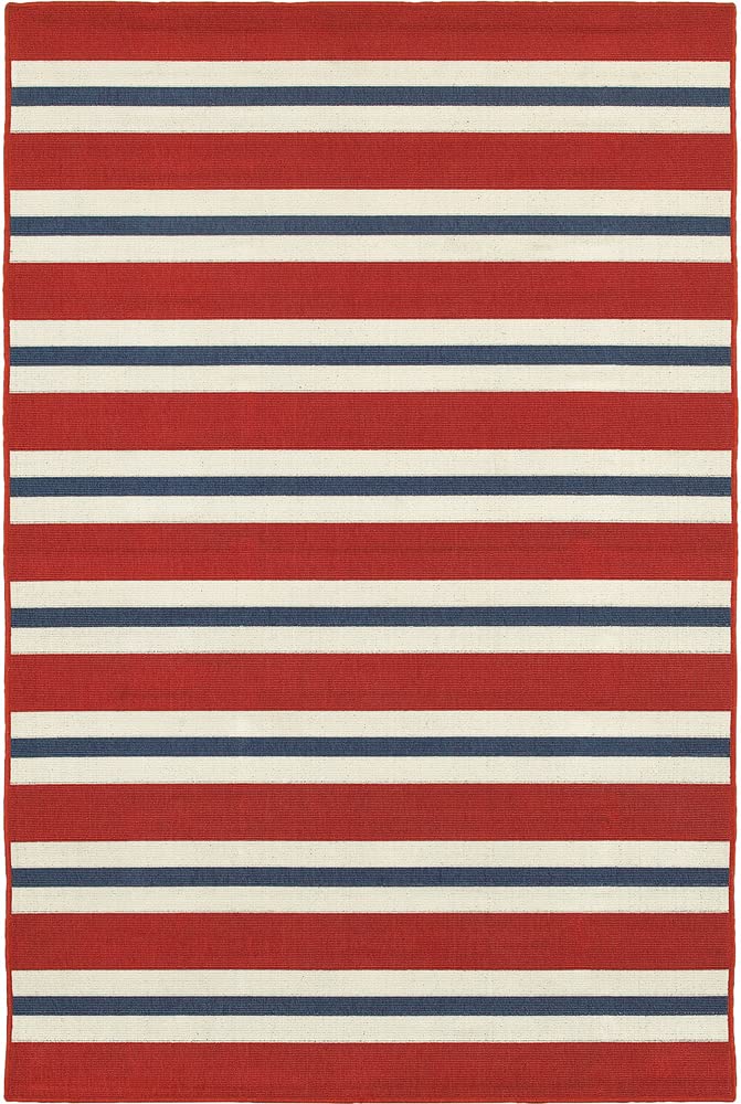 Moretti 5701R Red Striped Round Area Rug 7'10