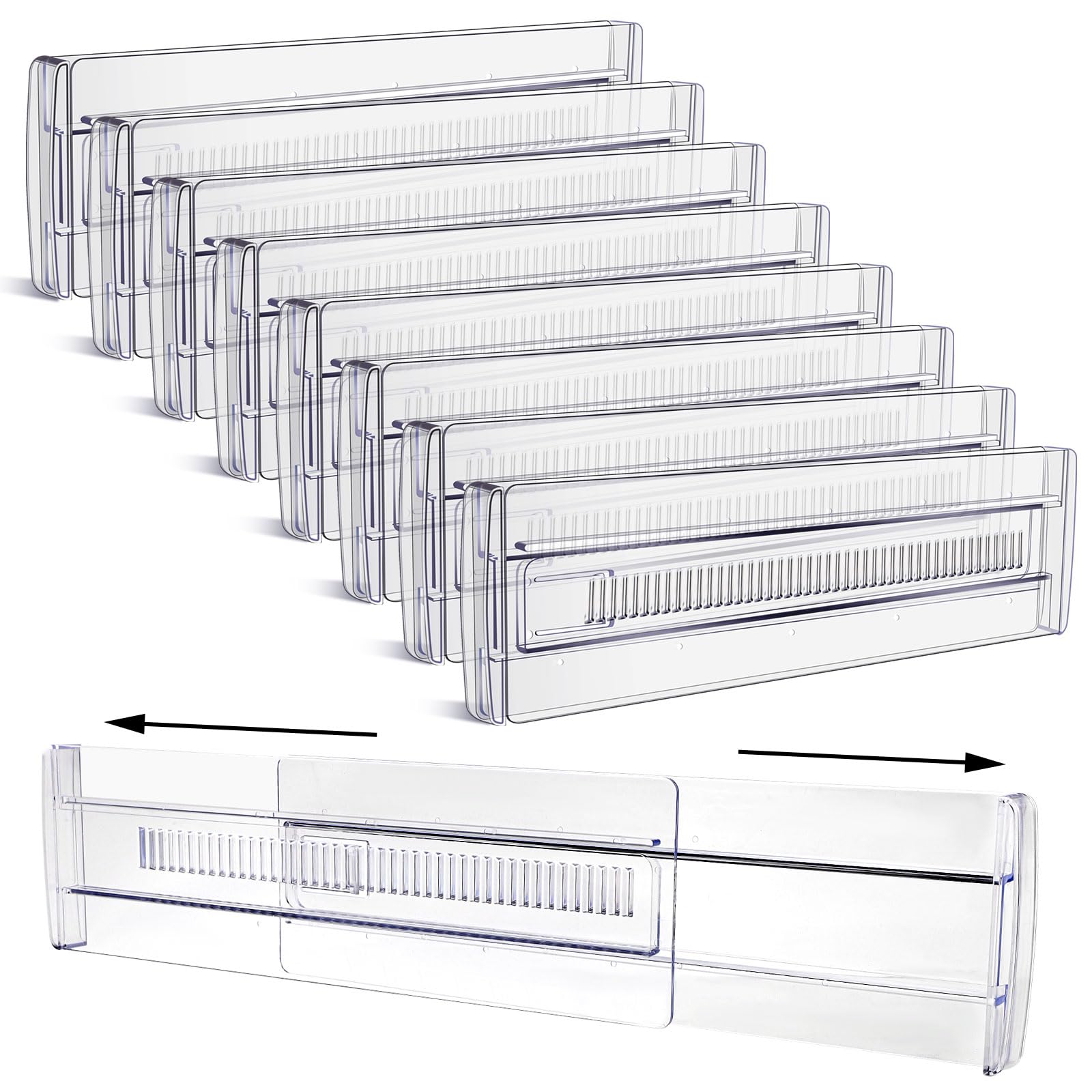 8 Pack Adjustable Drawer Organizers - Expandable from 11.3