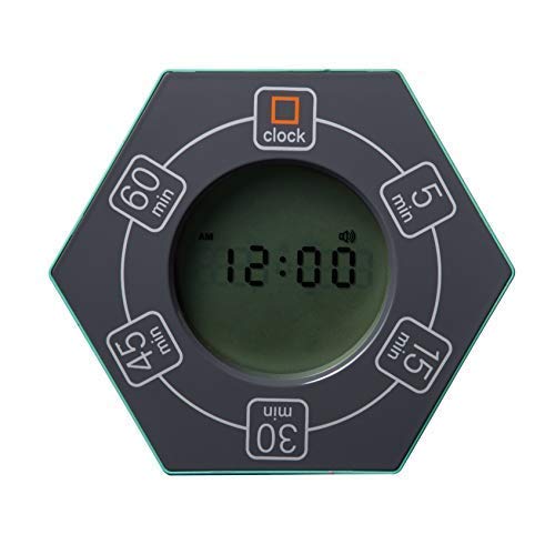 Digital Timer with Clock - 5/15/30/45/60 Minute Countdown Timer for Home, Office & Kitchen | Easy Time Management Tool (Cyan) | Perfect for Cooking, Studying, Workouts & Productivity