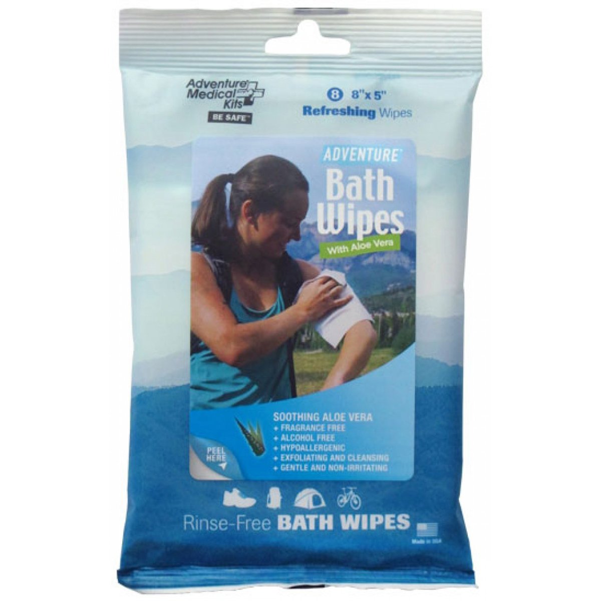 Adventure Bath Wipes for Travel - 8 Pack | Portable Cleansing Wipes for Camping, Hiking & Outdoor Activities