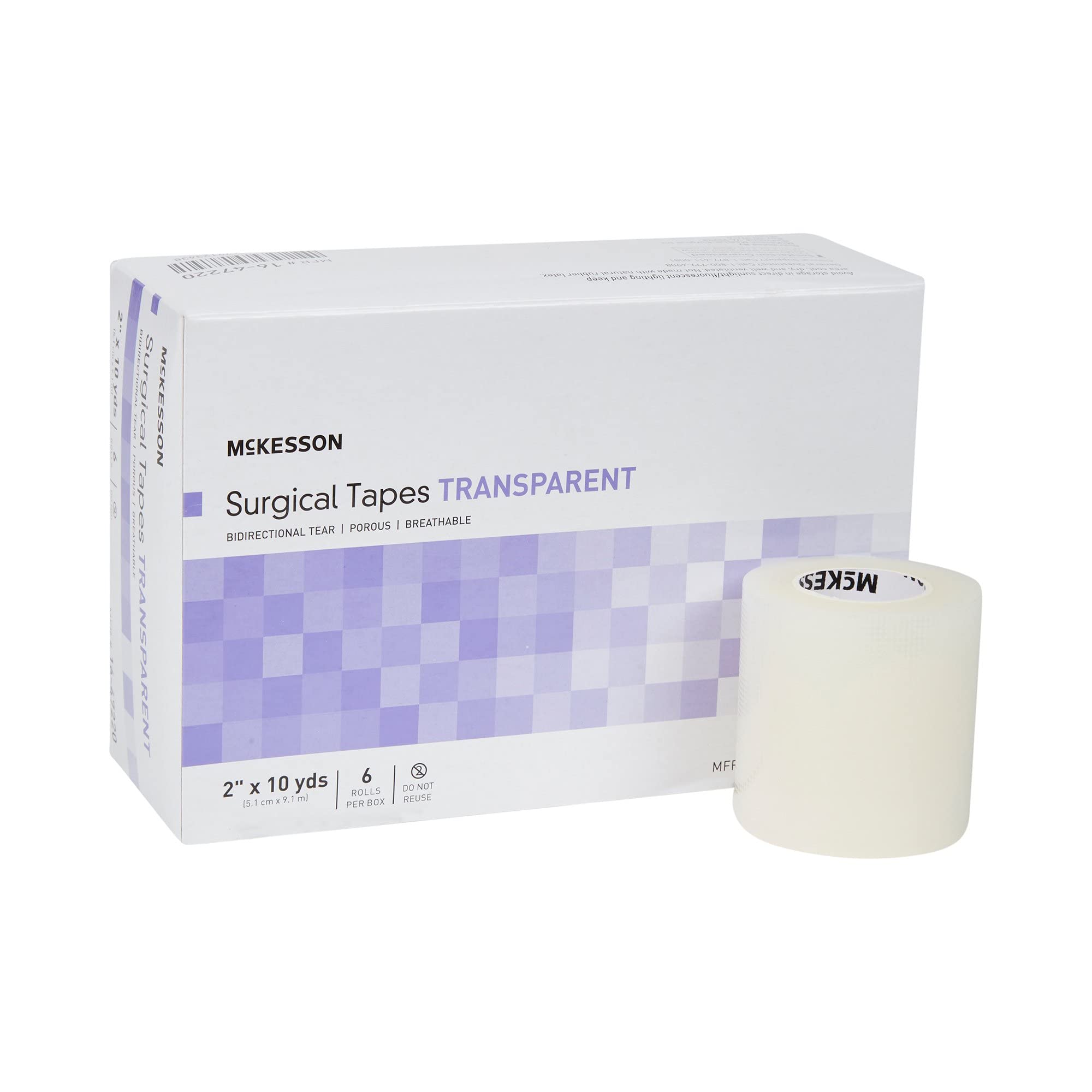 McKesson Non-Sterile Transparent Surgical Tape - Breathable Porous Adhesive Medical Tape, 2