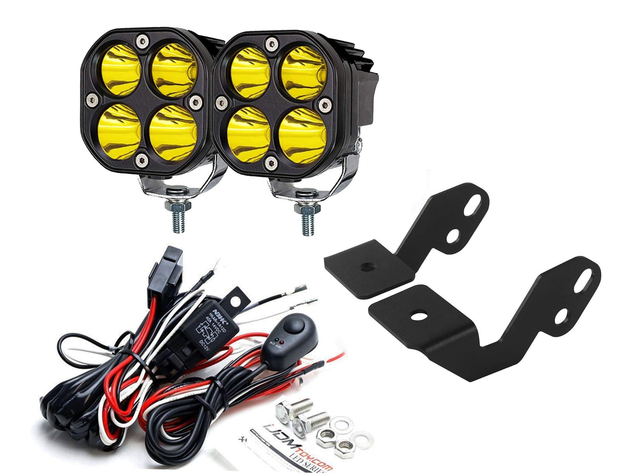 3000K Yellow 20W Round LED Ditch Light Kit with Bracket & Relay - Compatible with Polaris RZR ATV - Perfect for Off-Roading, Night Driving & Trail Adventures