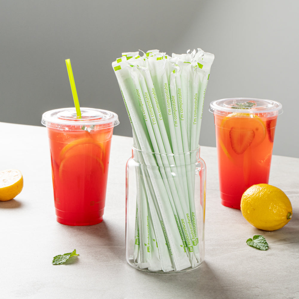 Eco-Friendly Compostable PLA/PBAT Plastic Straws - 8 1/4 Inch, 2000 Count Box - Biodegradable Drinking Straws for Parties, Restaurants & Sustainable Living