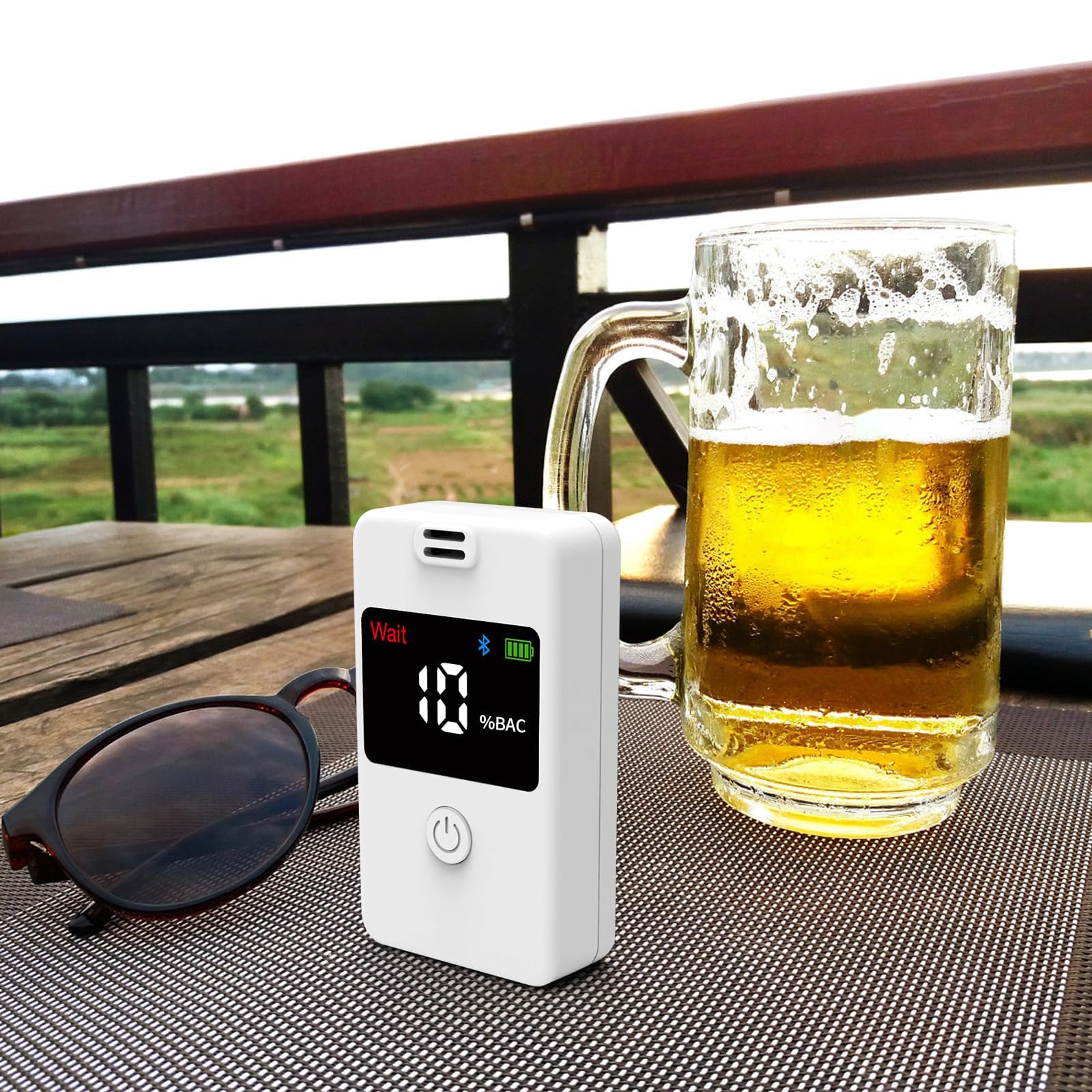 Professional Portable Breathalyzer Tester with High Accuracy & Memory Function - Personal Alcohol Detector for Home, Party, Workplace & Road Safety (White)