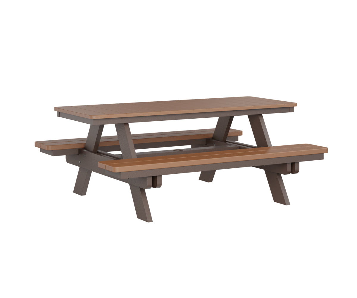 Berlin Gardens Rectangular Picnic Table - Outdoor Dining Set for Patio, Backyard, and Park - Heavy Duty Weather-Resistant Wooden Picnic Bench with Umbrella Hole