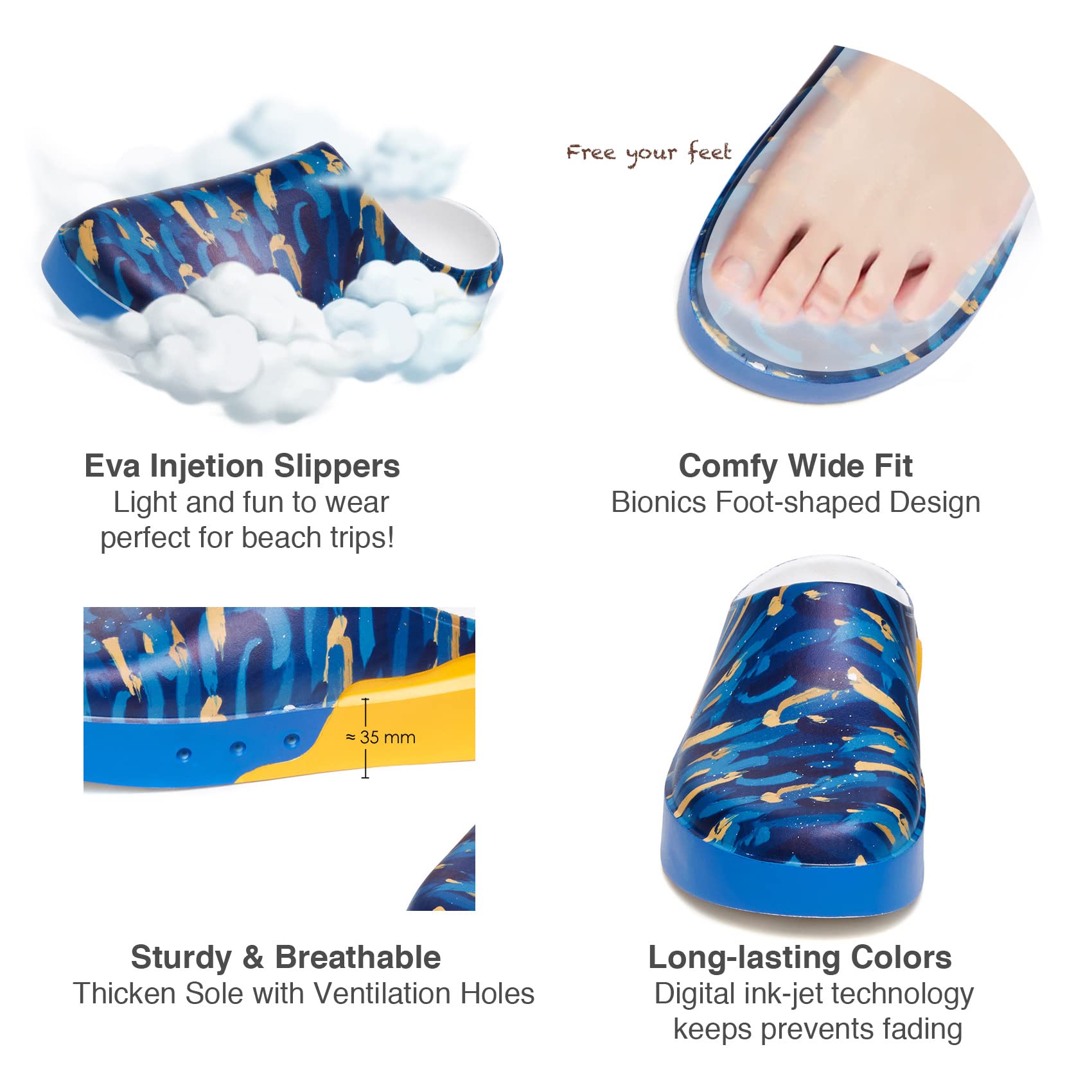 **UIN Men's Comfortable Casual Sandals - Soft Quick-Drying Non-Slip Slippers for Beach, Outdoor & Indoor Wear - Perfect for Summer, Travel, and Relaxation**