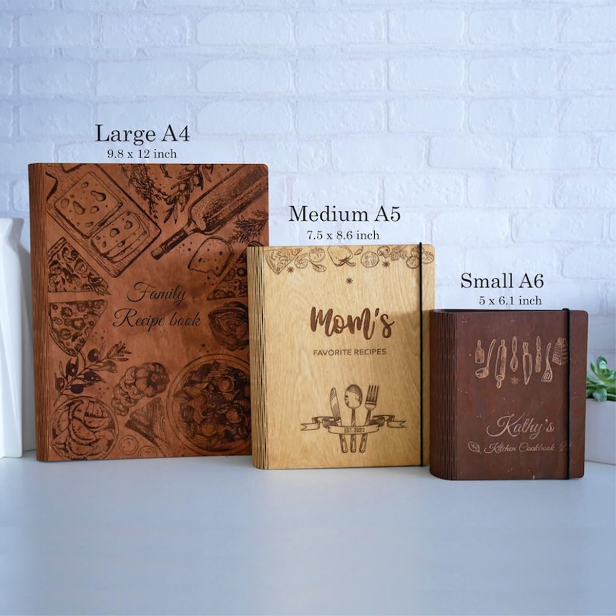 Personalized Wooden Recipe Book Binder - Custom Family Wooden Cover Cookbook Journal & Sketchbook - A5 Notebook for Writing Recipes - Perfect Mother's Day & Christmas Gift Ideas (Style 8) - Great for Home Cooking, Recipe Organization & Thoughtful Gift Giving