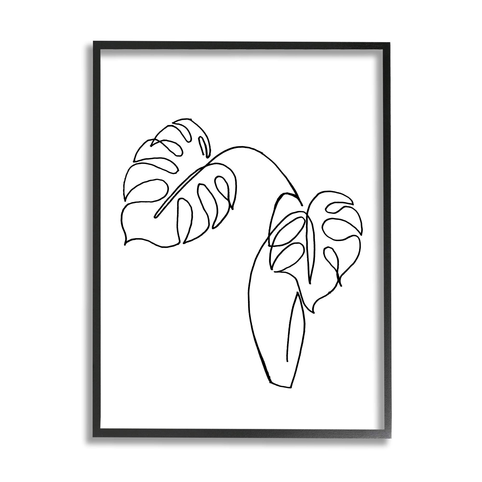 Stupell Industries Monstera Plant in Vase Minimalist Line Drawing Wall Art - Black Framed 16