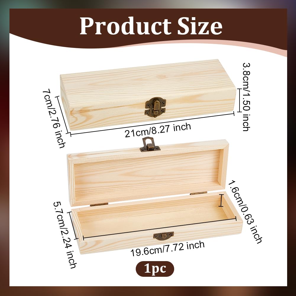 OLYCRAFT Unfinished Wooden Jewelry Box with Locking Clasp - Artist Brush Storage, Pencil Case, Craft Organizer for DIY Projects, Valentine's Day & Easter Decorations - Perfect for Home, Office, and Gift Giving