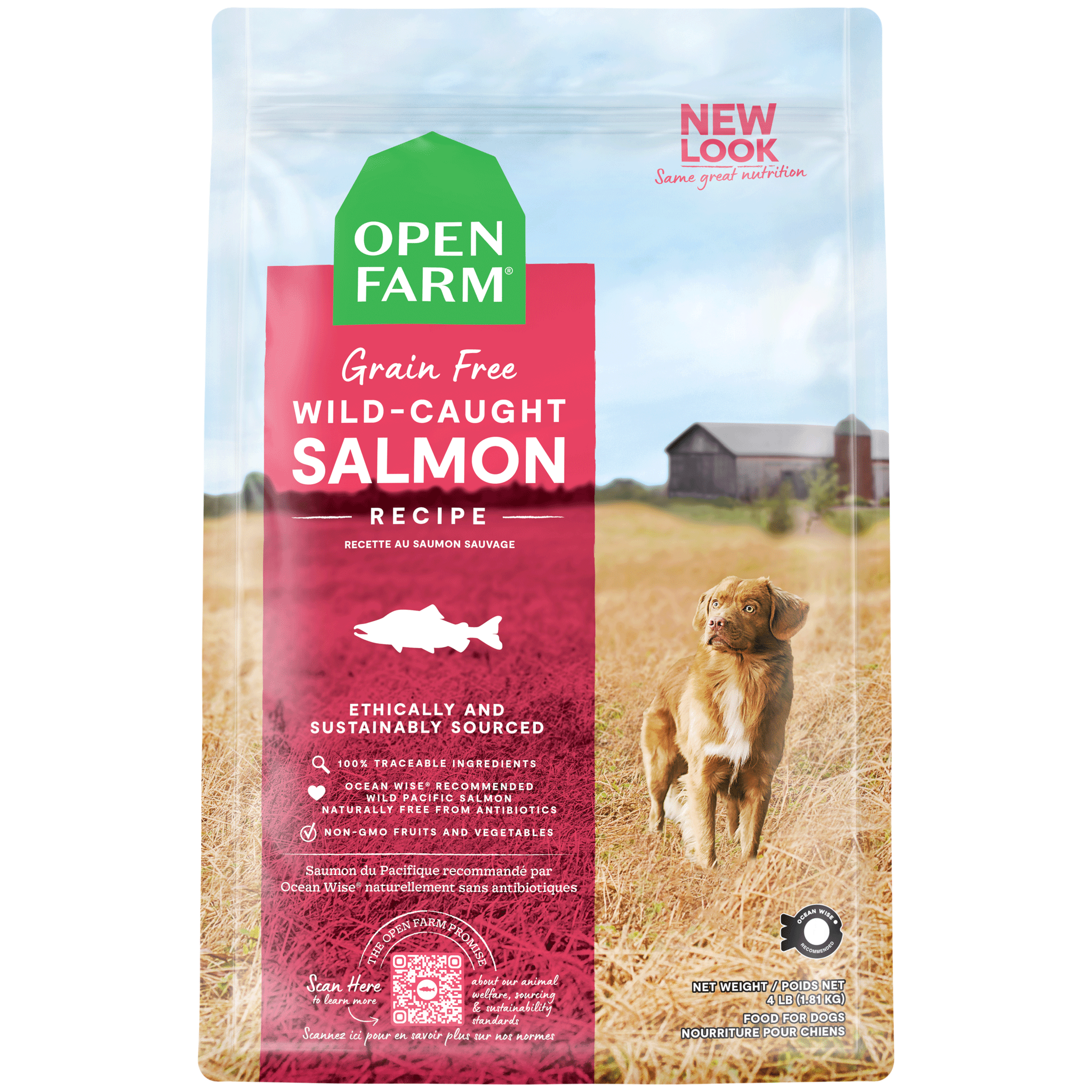 Open Farm Homestead Wild Caught Salmon Dry Dog Food - Grain Free, High Protein Recipe for Adult Dogs - Perfect for Active Pets & Outdoor Adventures
