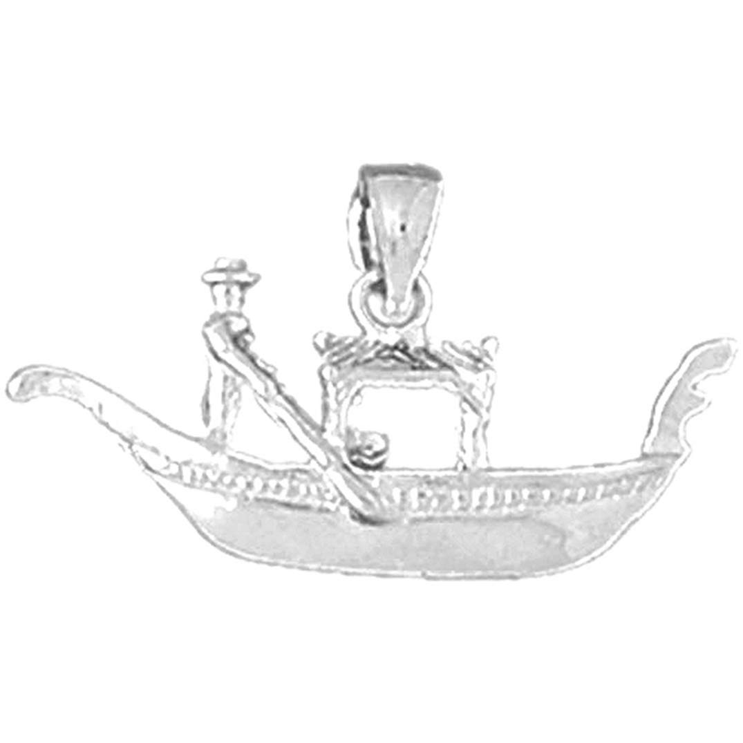 3D Gondola Necklace - Rhodium Plated 925 Sterling Silver Pendant with 18