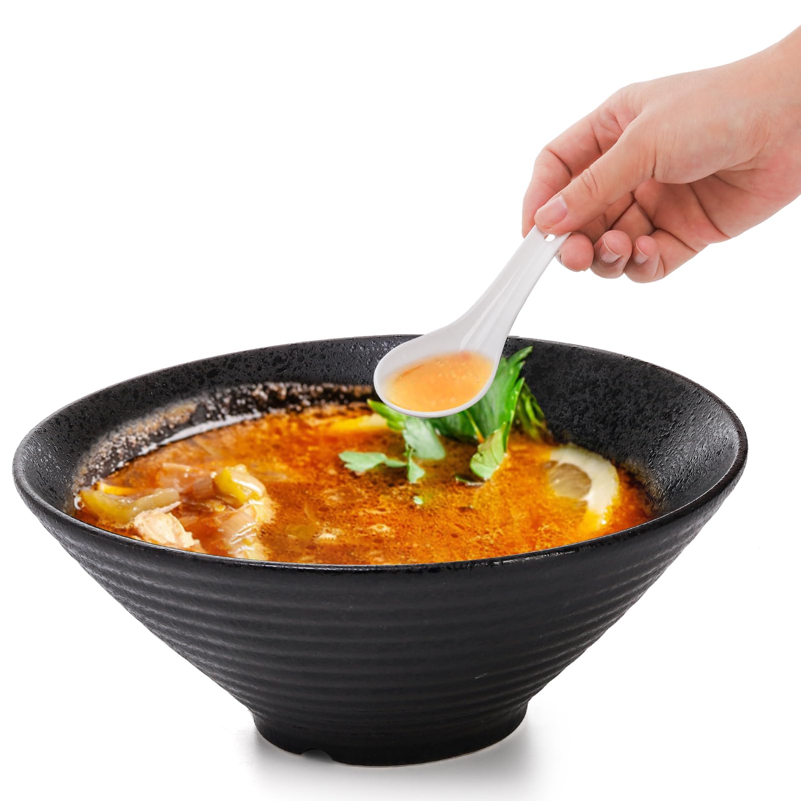 Yopay 24-Pack Ceramic Asian Soup Spoons - 5 Inch White Porcelain Ramen Spoons for Adults & Kids - Perfect for Dessert, Appetizers, Wonton, Dumpling, Miso Pho & Macaron - Dishwasher & Oven Safe - Ideal for Asian Cuisine, Family Dinners & Restaurant Use