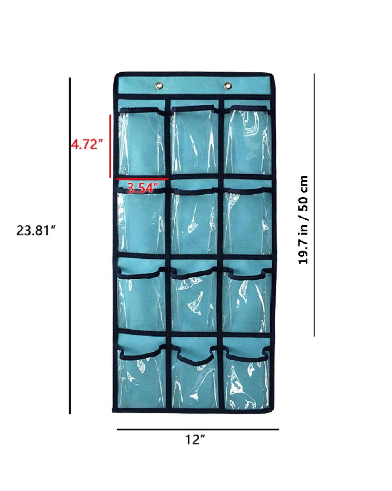 NIMES Over The Door Organizer with Clear Pockets - Hanging Closet Storage for Underwear, Socks, Jewelry, Classroom Supplies, Cell Phones & Calculators (Beige, 12+9 Pockets) - Perfect for Dorm Rooms, Bedrooms & Small Space Organization