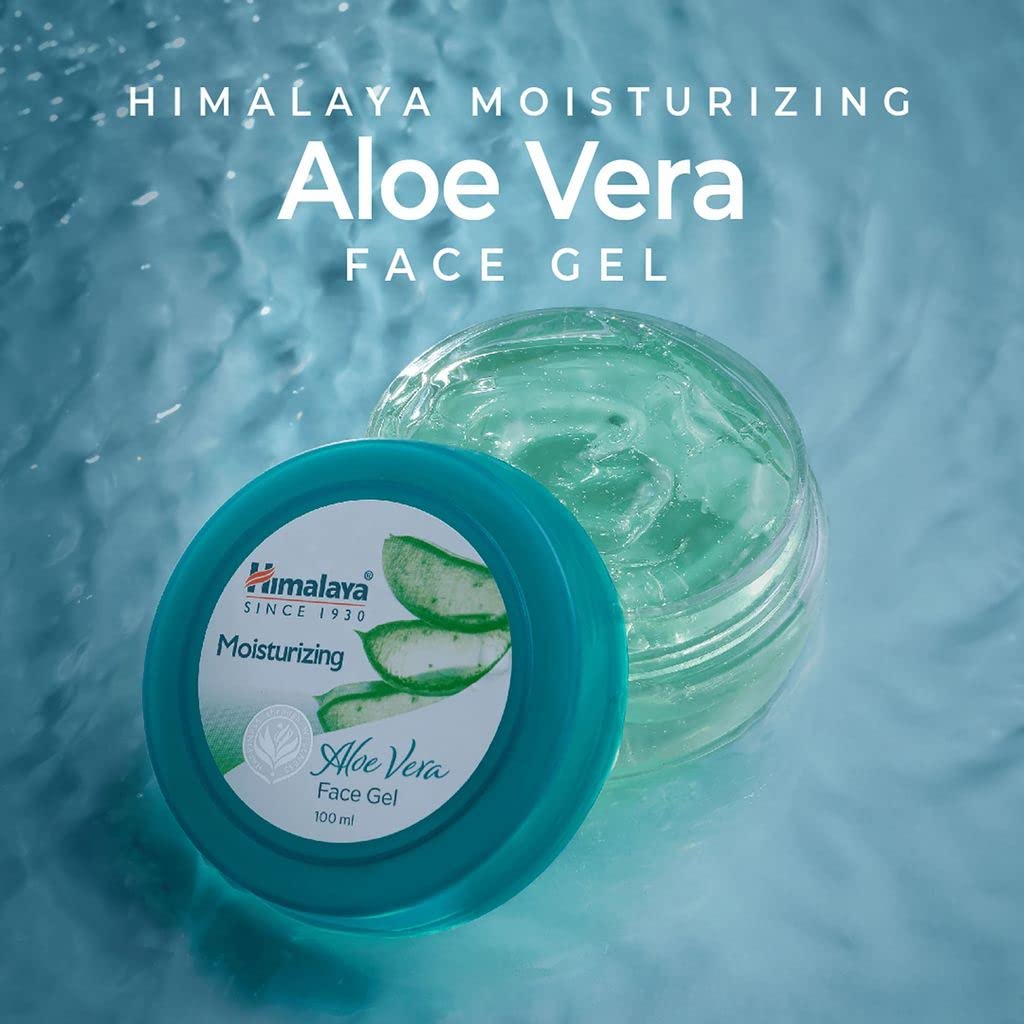 Himalaya Moisturizing Aloe Vera Face Gel 100ml - Soothing Hydration for Dry & Sensitive Skin (Pack of 2) | Perfect for Daily Skincare Routine & Sunburn Relief