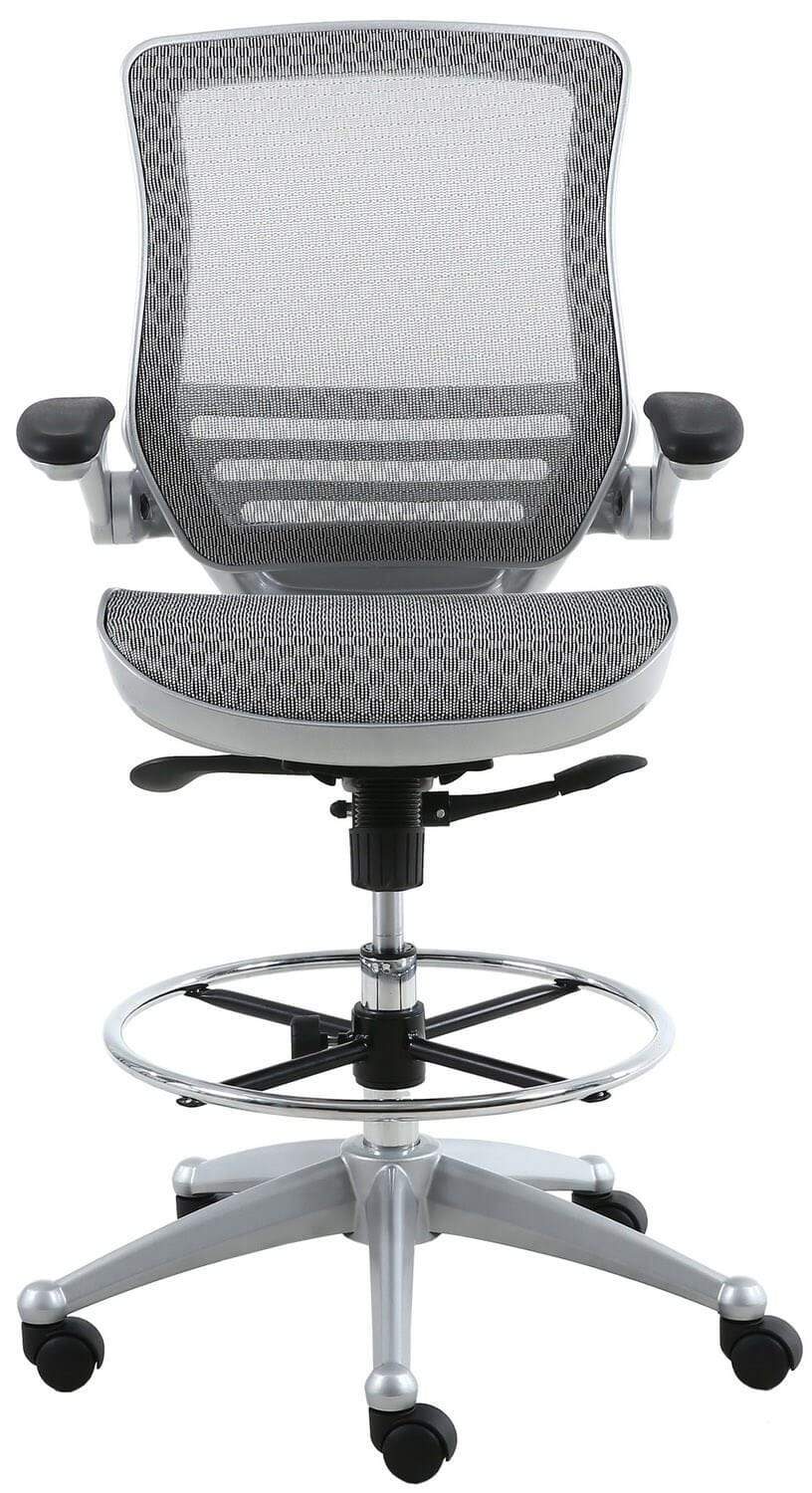 Harwick Evolve All Mesh Heavy Duty Drafting Chair with Platinum Finish [2250D GY] - Ergonomic Office Chair for Architects, Designers & Drafting Professionals