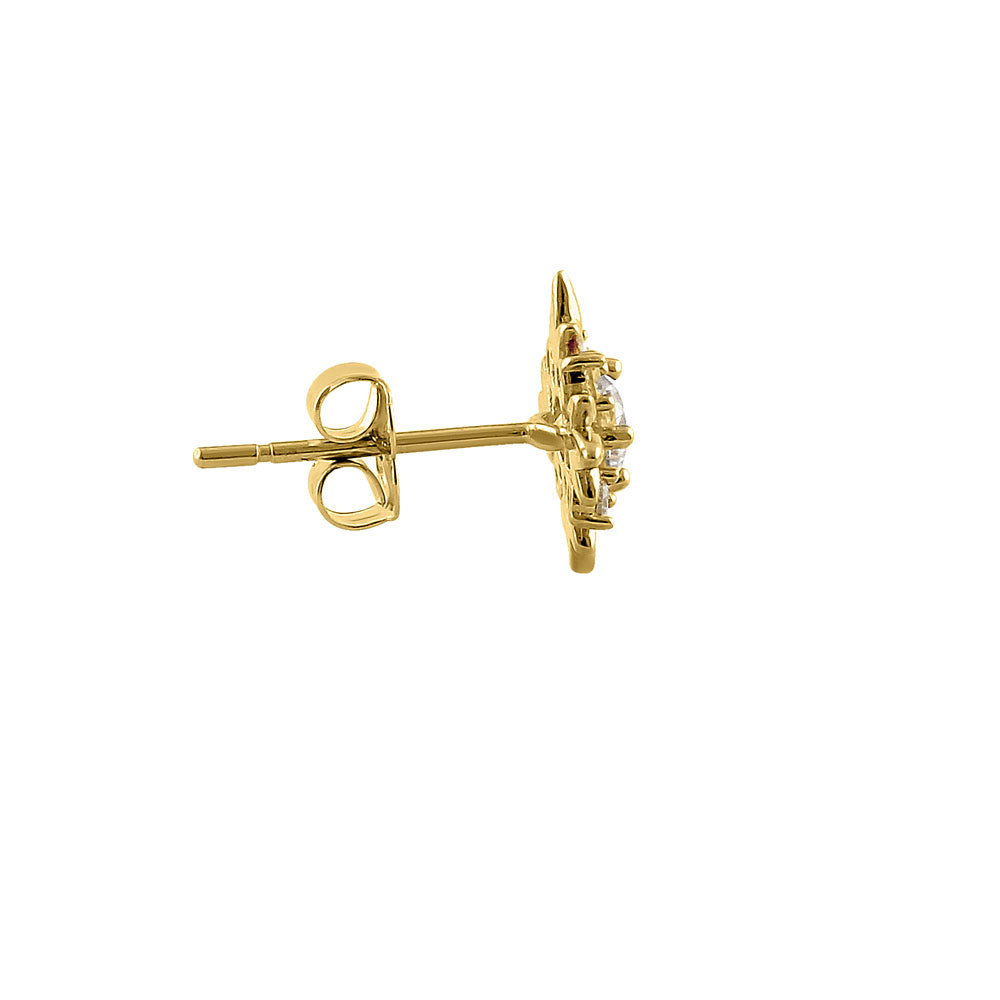 14K Solid Yellow Gold Round Star Cubic Zirconia Stud Earrings for Women – Perfect for Everyday Wear, Gifts & Special Occasions
