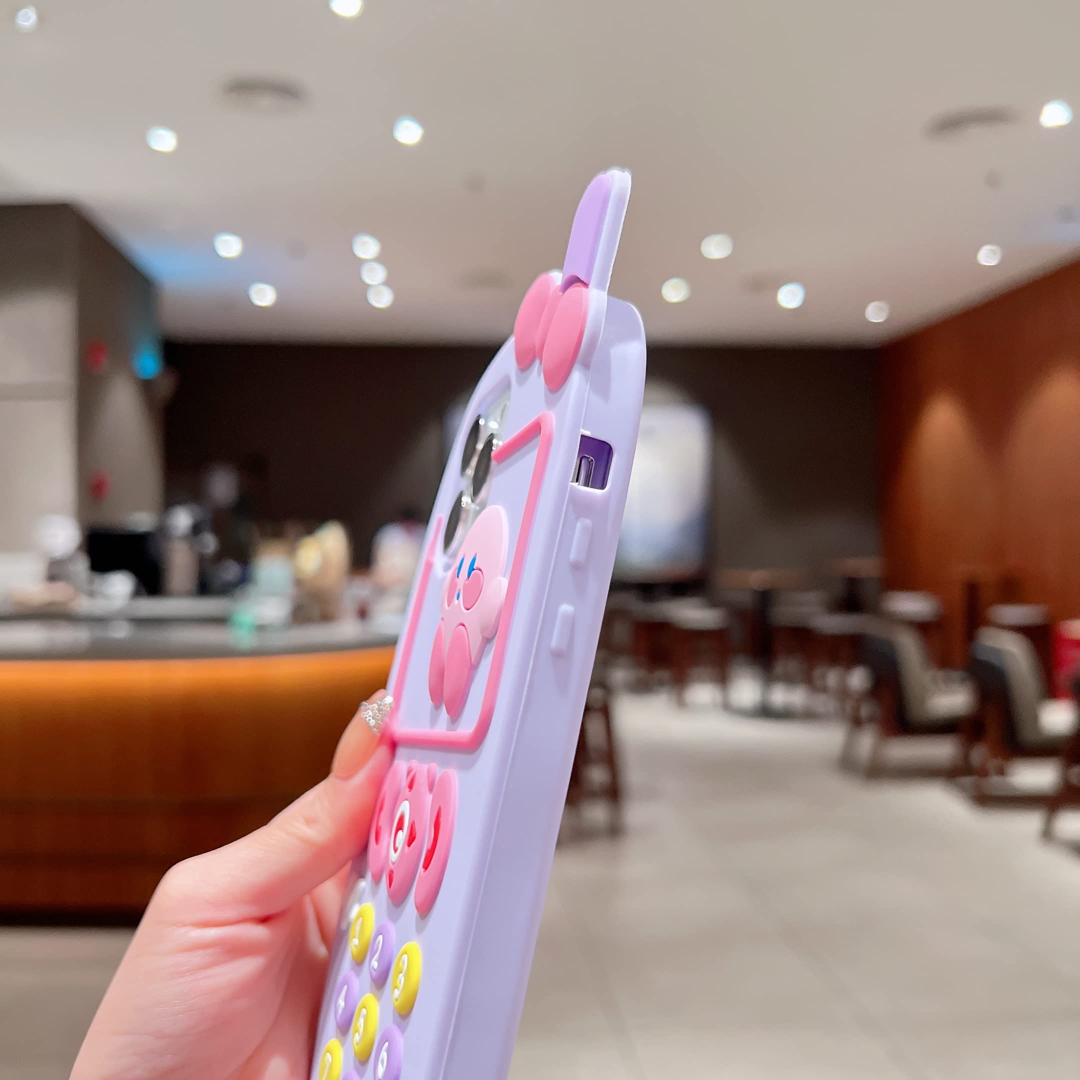 3D Cute Cartoon Kawaii Purple Kirby Retro Phone Case for iPhone 13 Pro Max 6.7 Inch - Soft Silicone Rubber Protective Cover for Kids, Girls & Women - Perfect for School, Work & Everyday Use (Kirby)